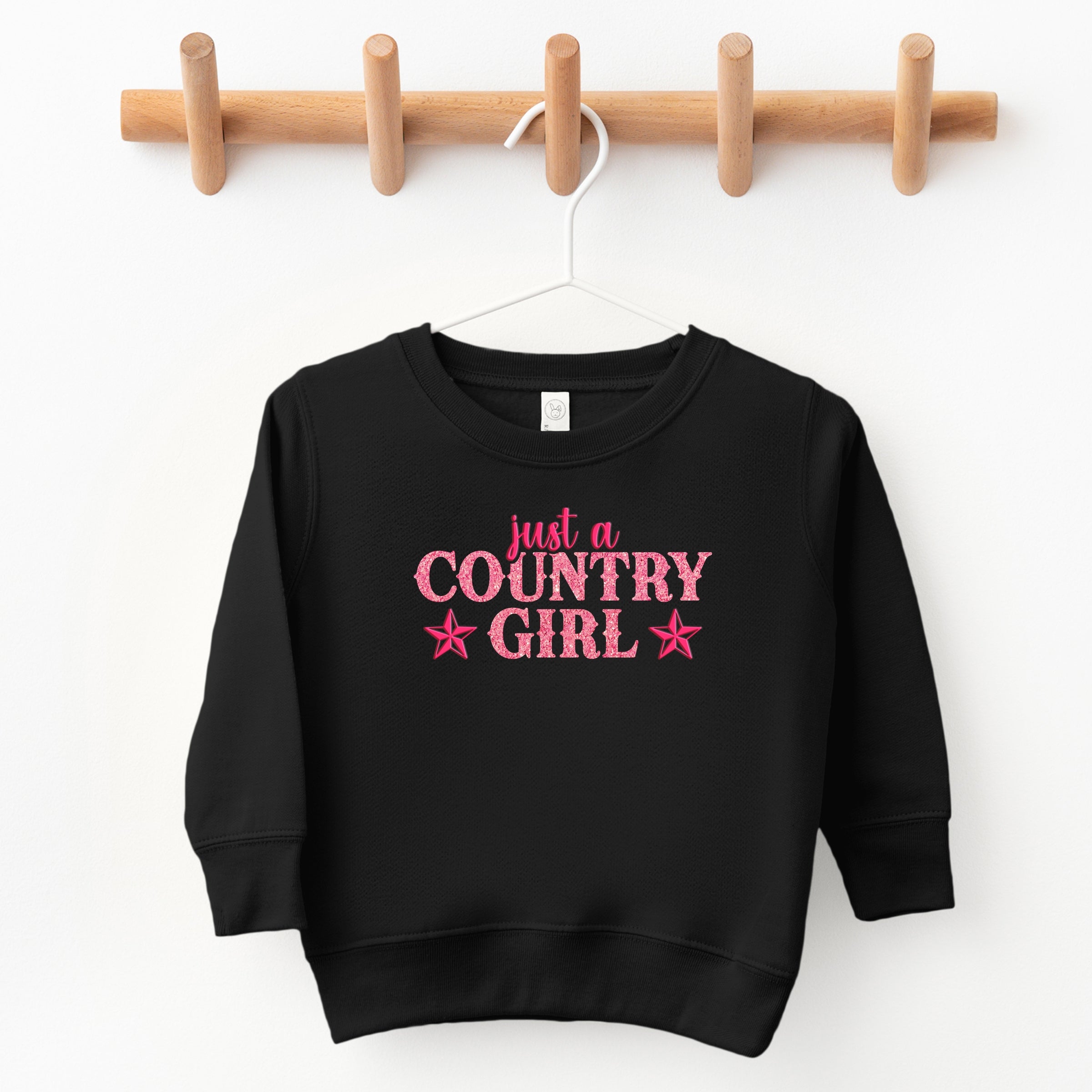 Just A Country Girl Stars Glitter/Puff Print - Toddler Graphic Sweatshirt