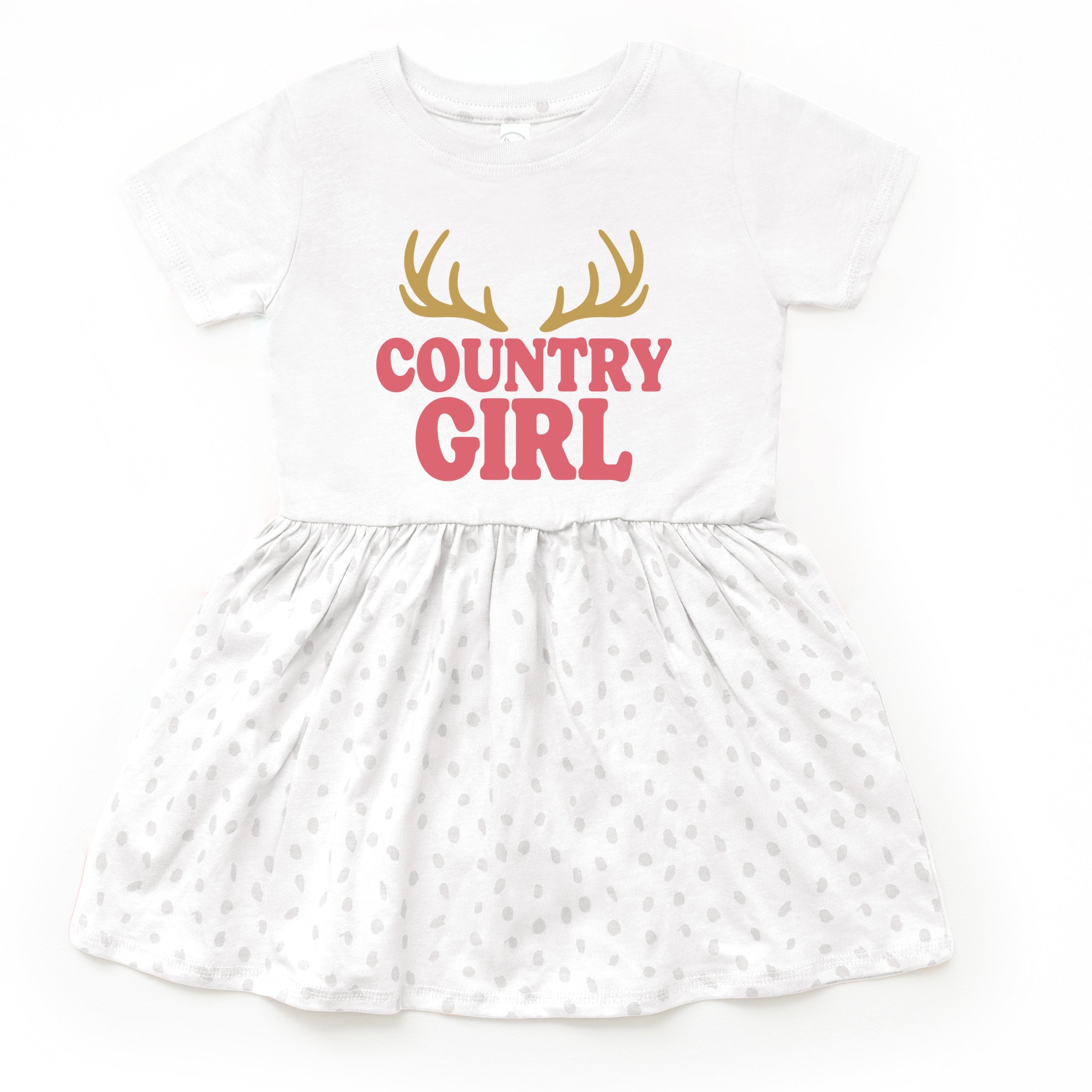 Country Girl Antlers Puff Print - Toddler Graphic Dress