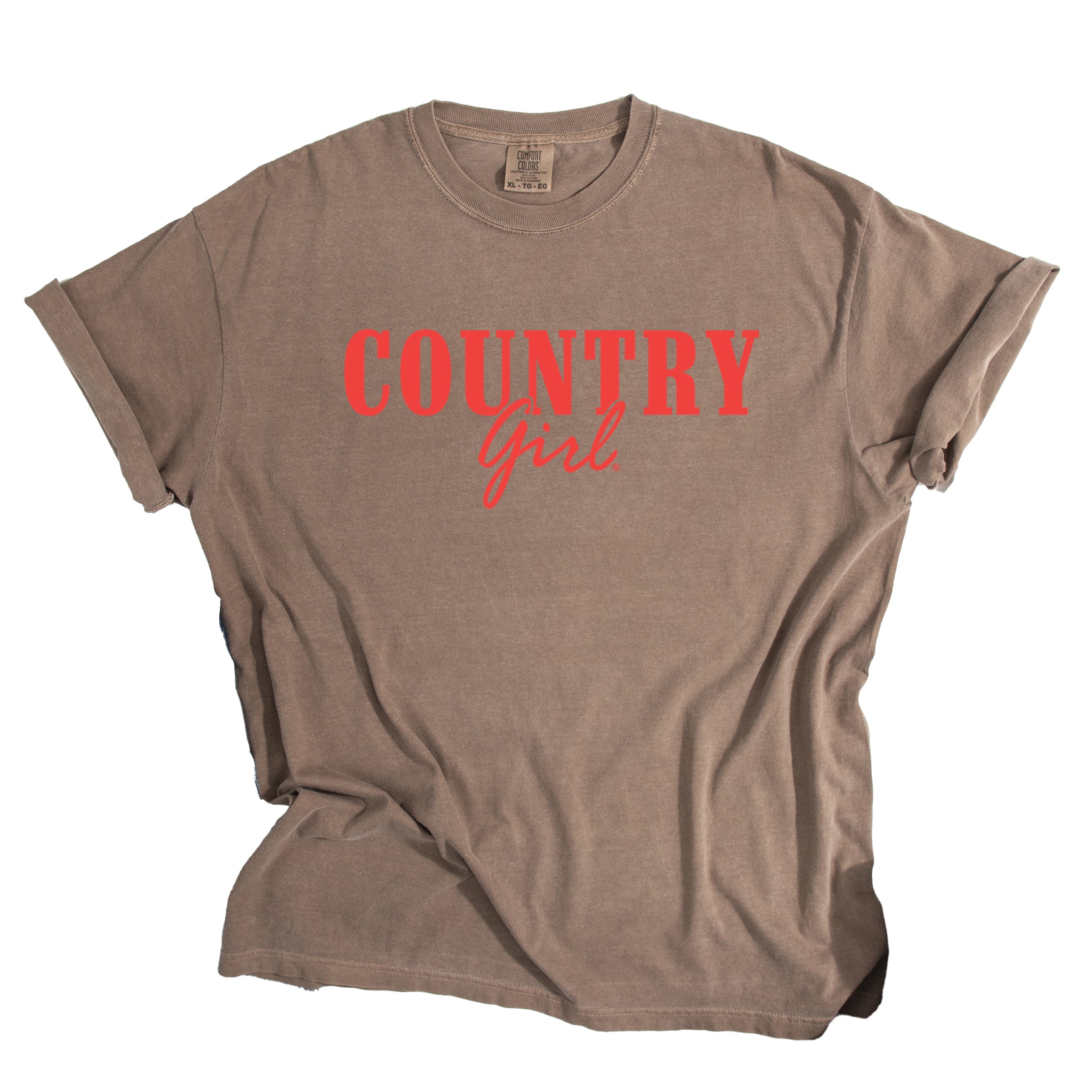 Country Girl Puff Print - Womens Garment Dyed Graphic T-Shirt