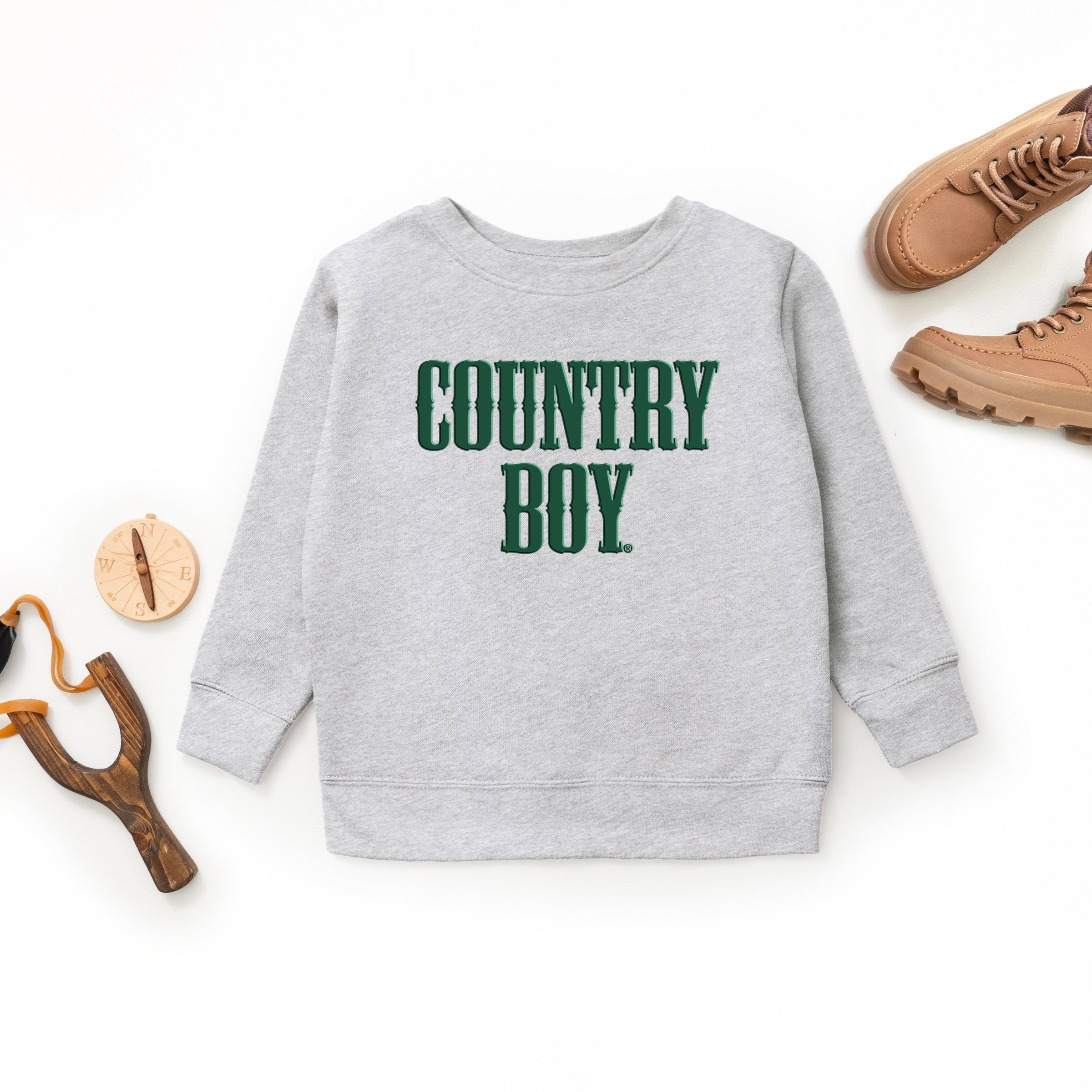 Country Boy Puff Print - Toddler Graphic Sweatshirt and Youth Graphic Sweatshirt