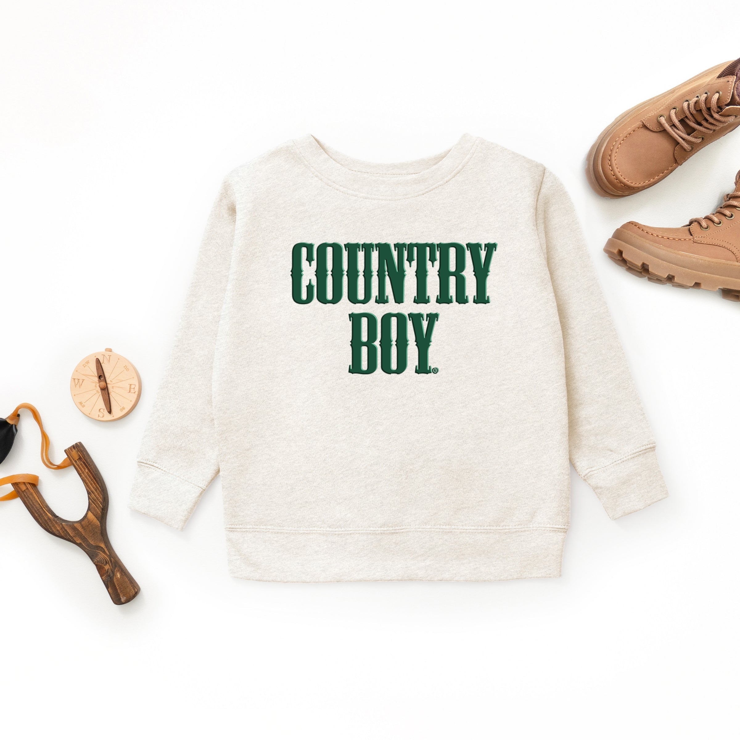Country Boy Puff Print - Toddler Graphic Sweatshirt and Youth Graphic Sweatshirt