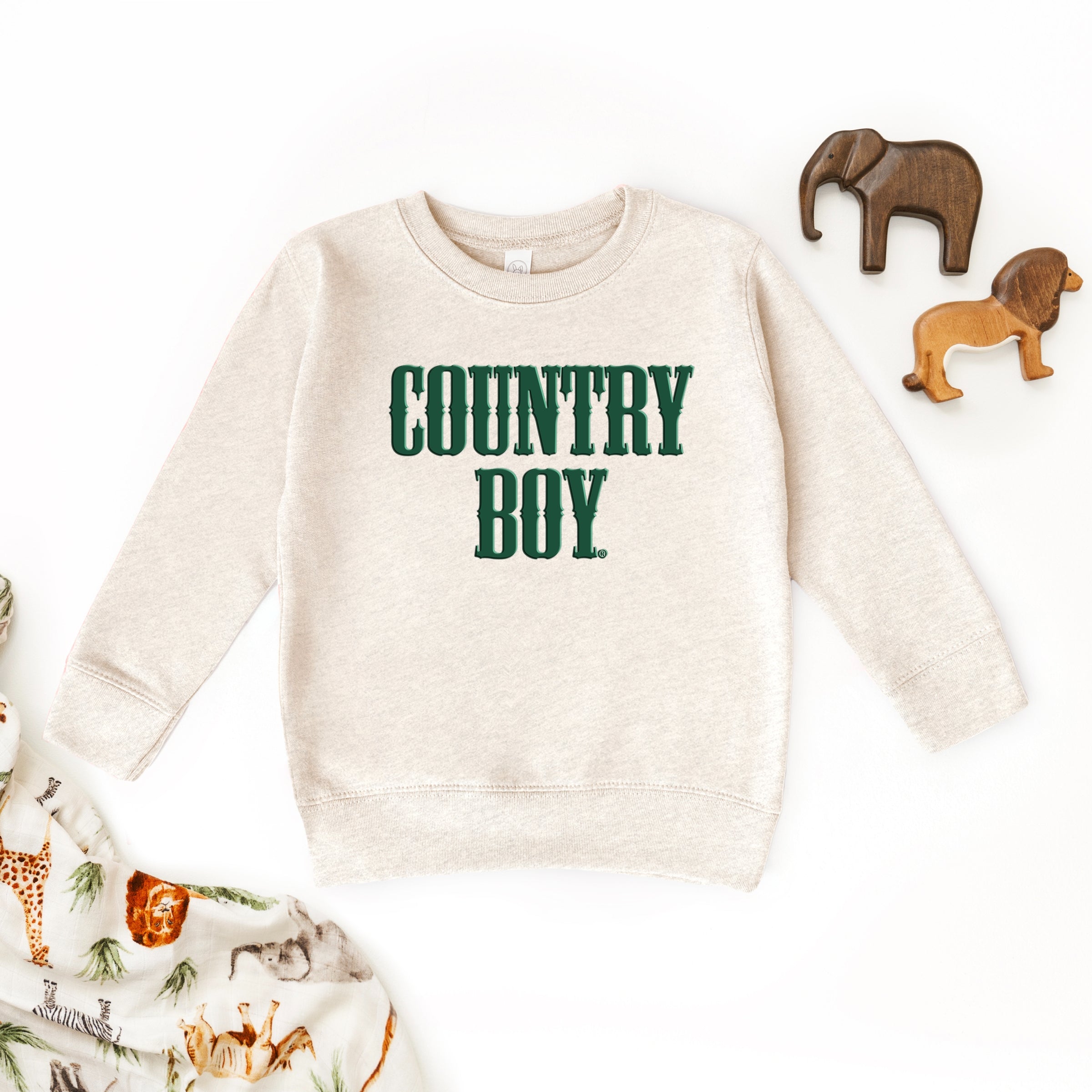 Country Boy Puff Print - Toddler Graphic Sweatshirt and Youth Graphic Sweatshirt