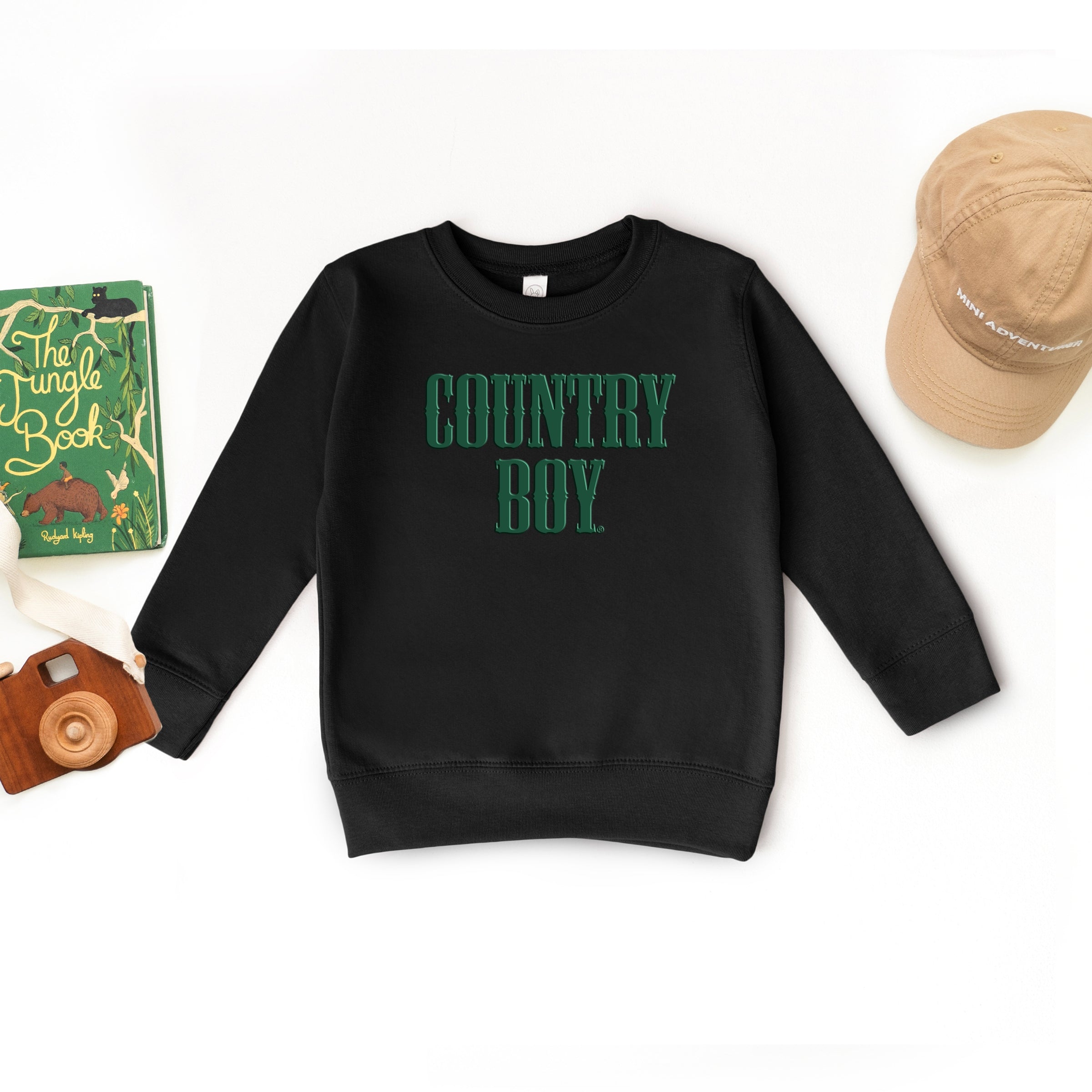 Country Boy Puff Print - Toddler Graphic Sweatshirt and Youth Graphic Sweatshirt