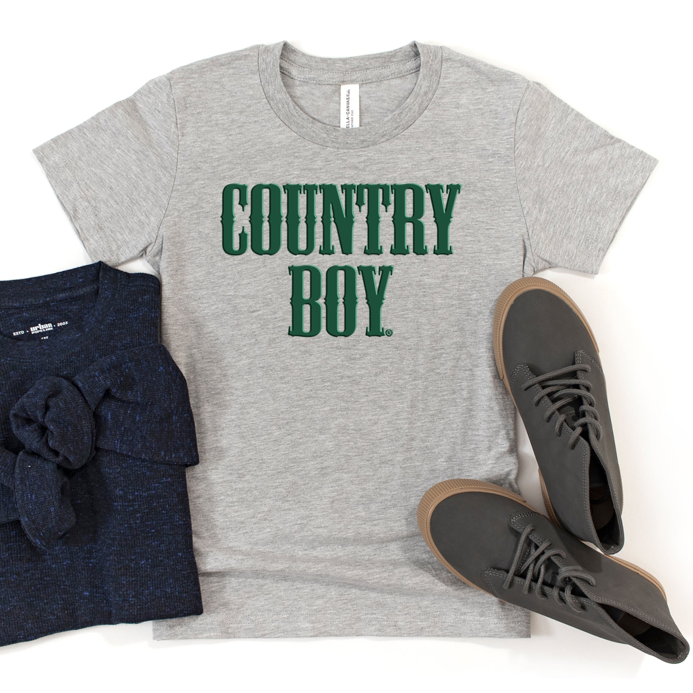 Country Boy Puff Print - Youth Short Sleeve Graphic T-Shirt and Toddler Short Sleeve Graphic T-Shirt