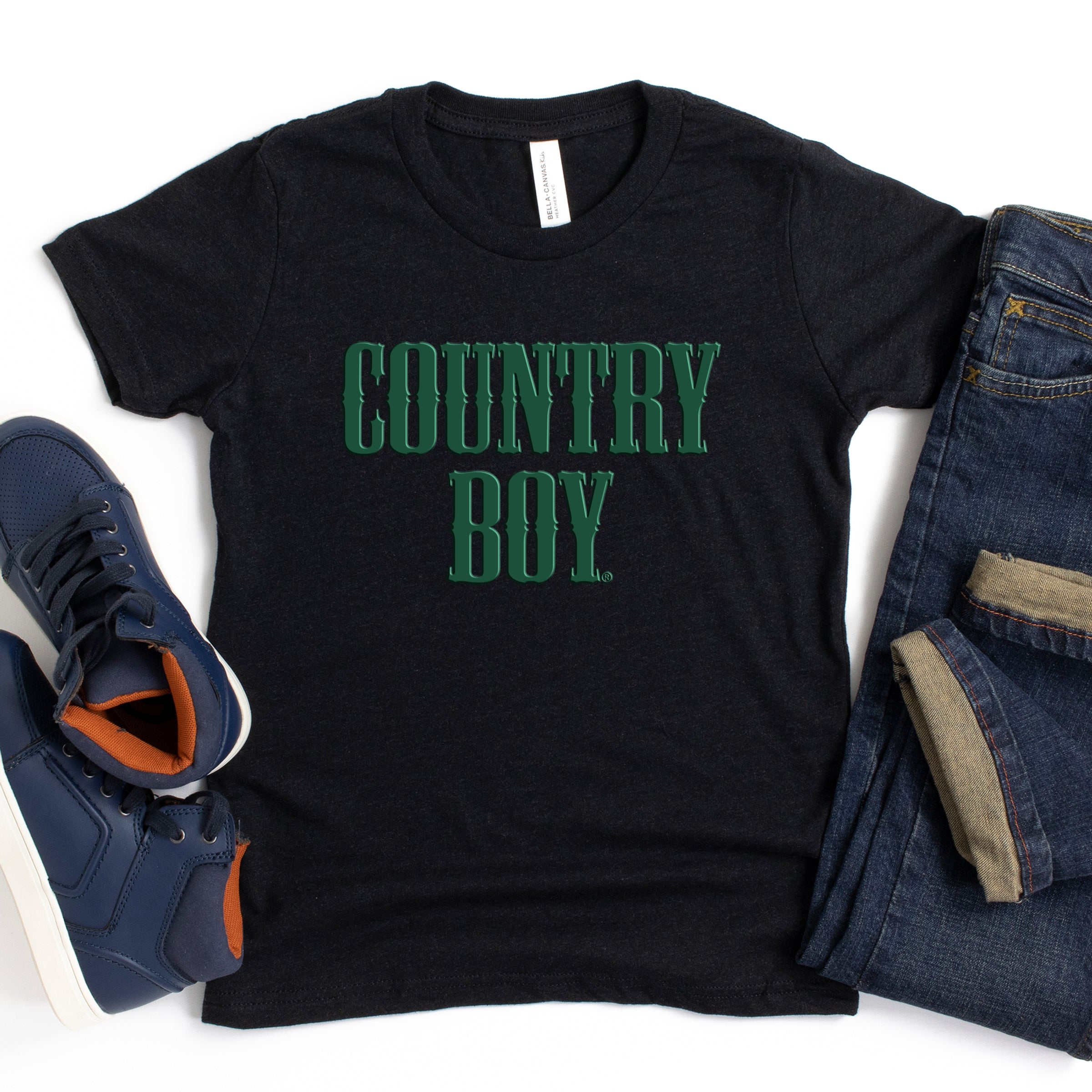 Country Boy Puff Print - Youth Short Sleeve Graphic T-Shirt and Toddler Short Sleeve Graphic T-Shirt