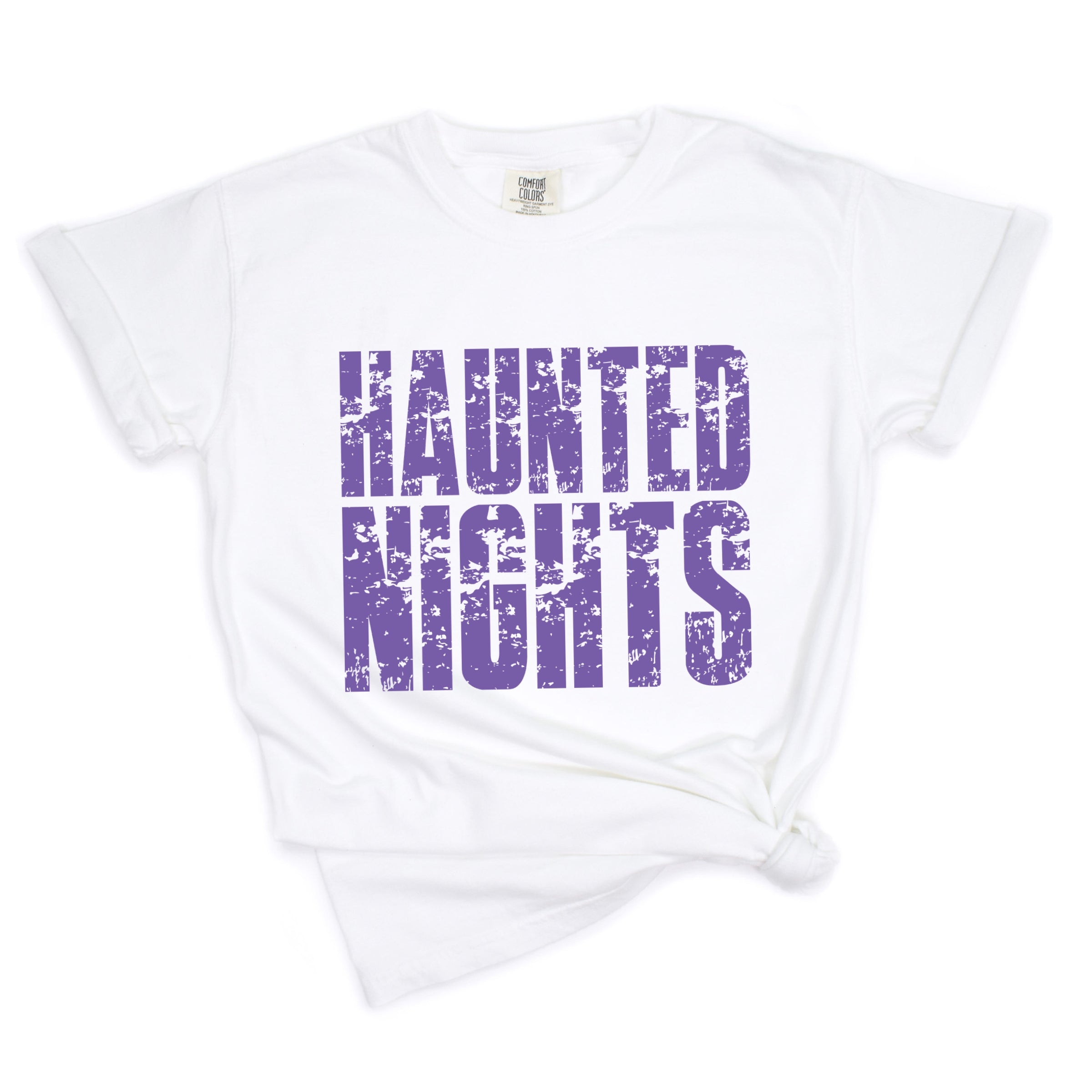 Haunted Nights Block Distressed - Women's Garment Dyed Graphic T-Shirt