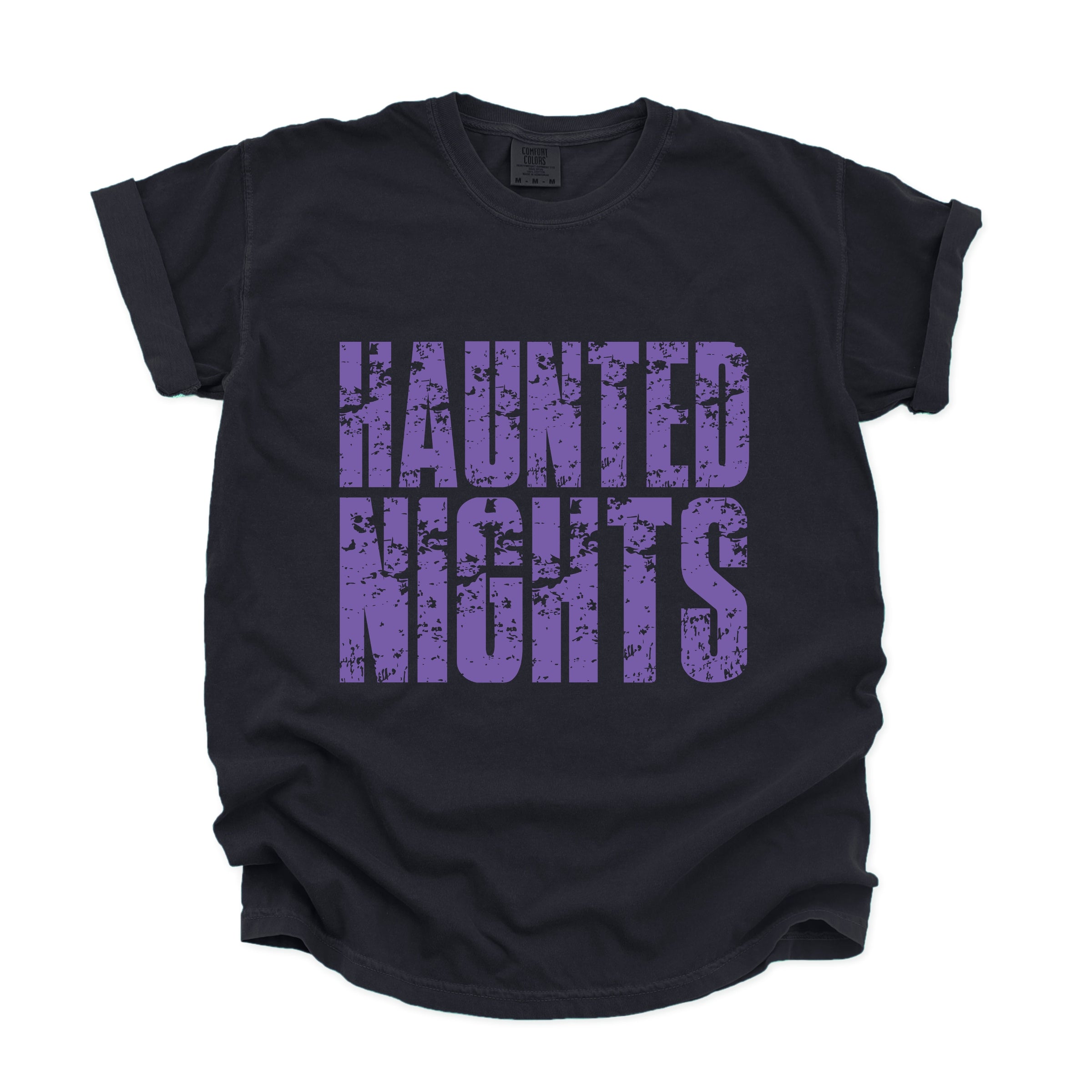 Haunted Nights Block Distressed - Women's Garment Dyed Graphic T-Shirt