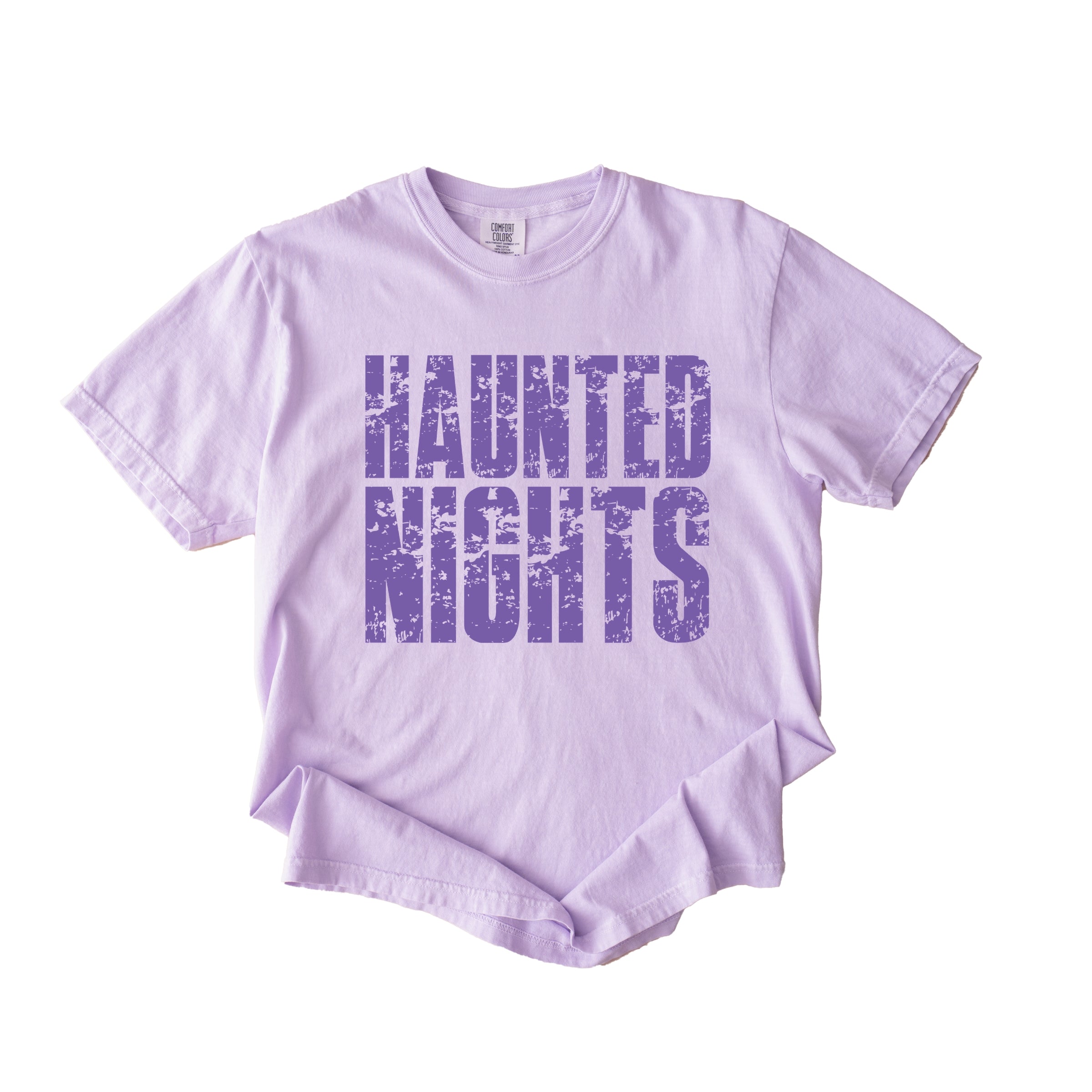 Haunted Nights Block Distressed - Women's Garment Dyed Graphic T-Shirt