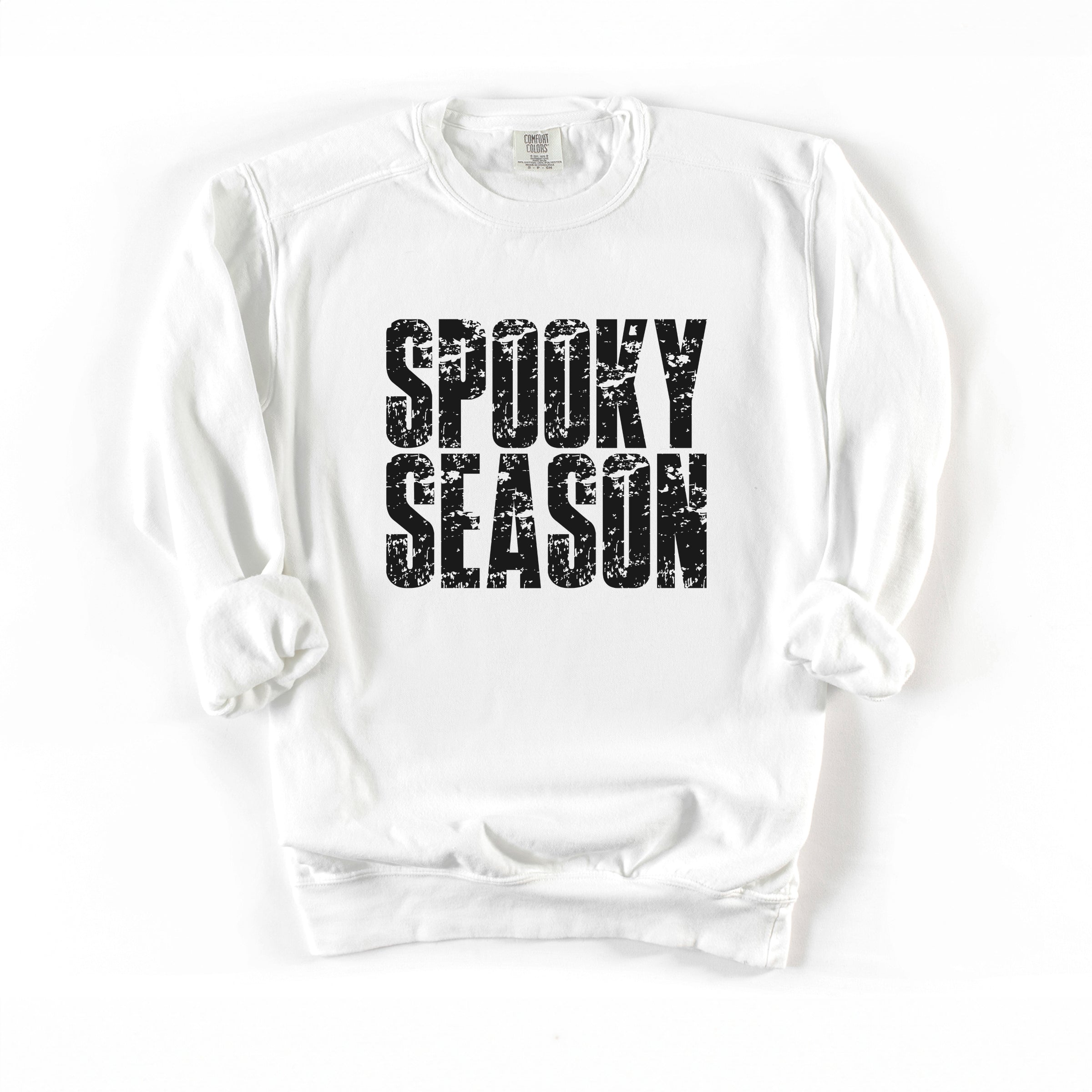 Spooky Season Block Distressed - Women's Garment Dyed Graphic Sweatshirt