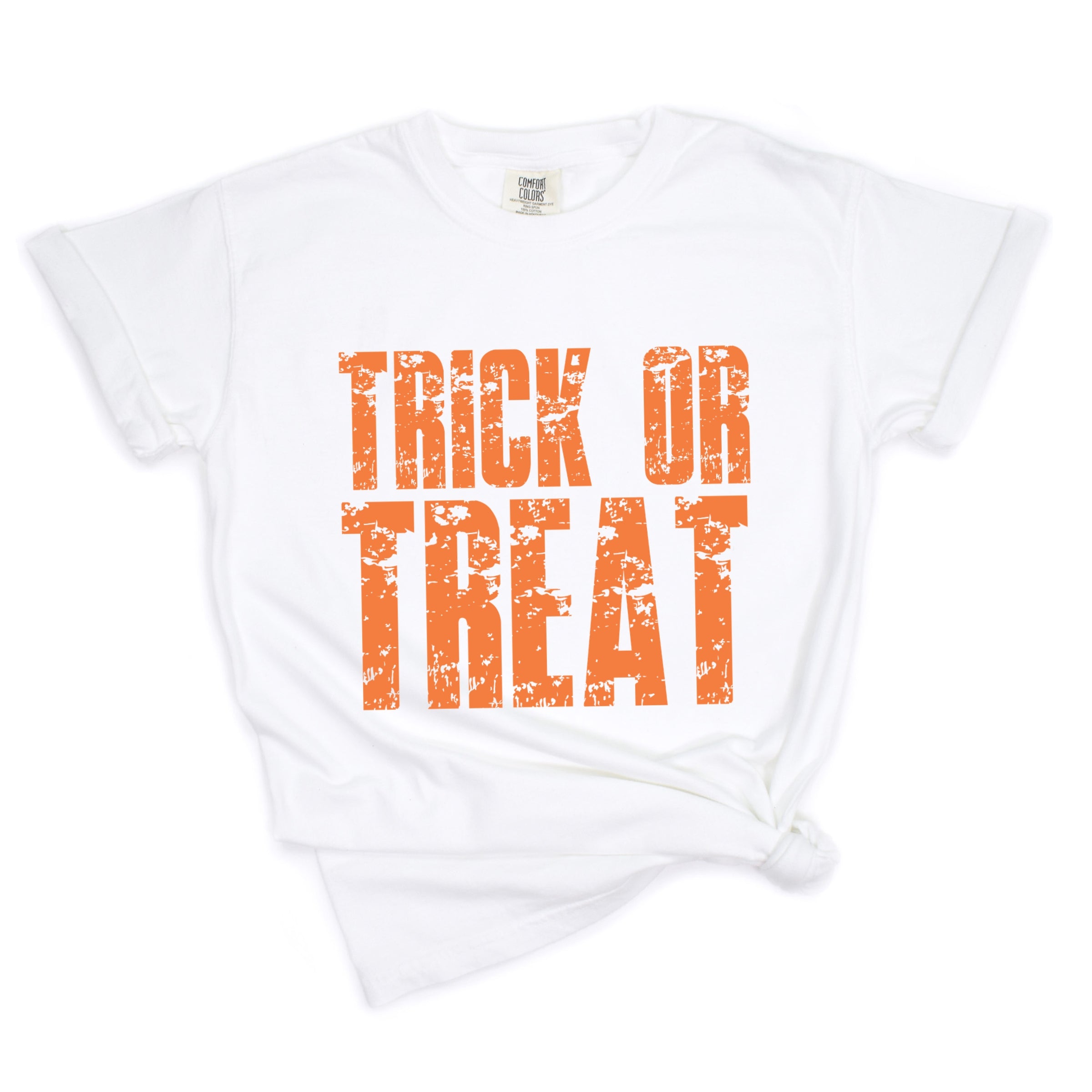 Trick or Treat Block Distressed - Women's Garment Dyed Graphic T-Shirt