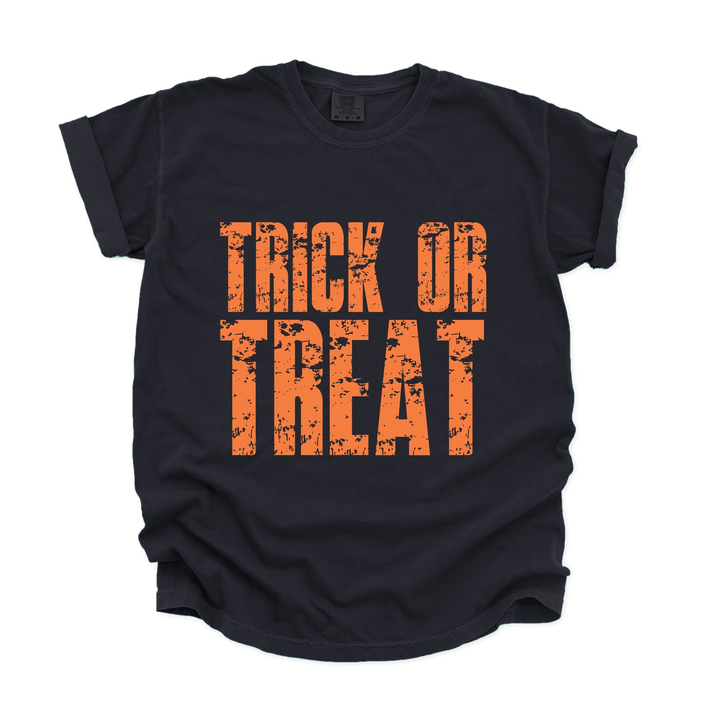Trick or Treat Block Distressed - Women's Garment Dyed Graphic T-Shirt