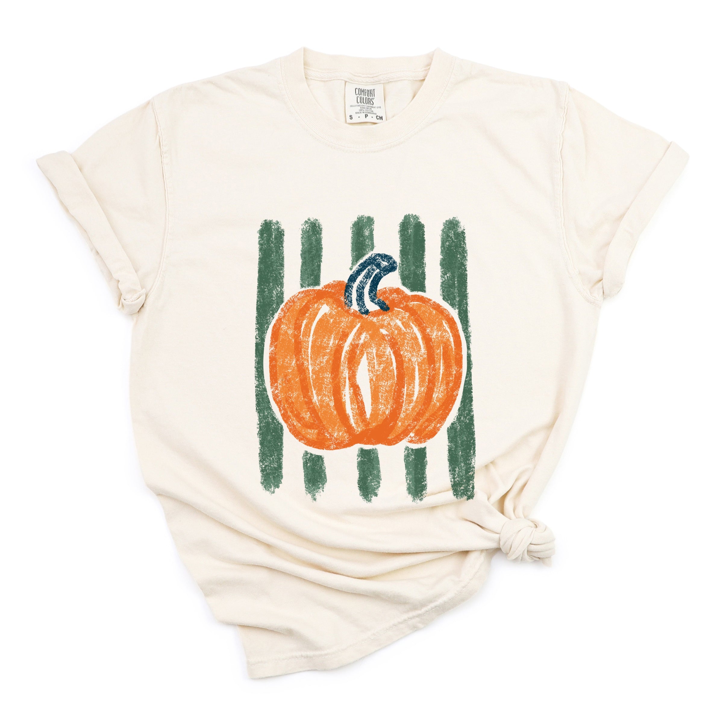 Pumpkin Stripes Distressed - Women's Garment Dyed Graphic T-Shirt