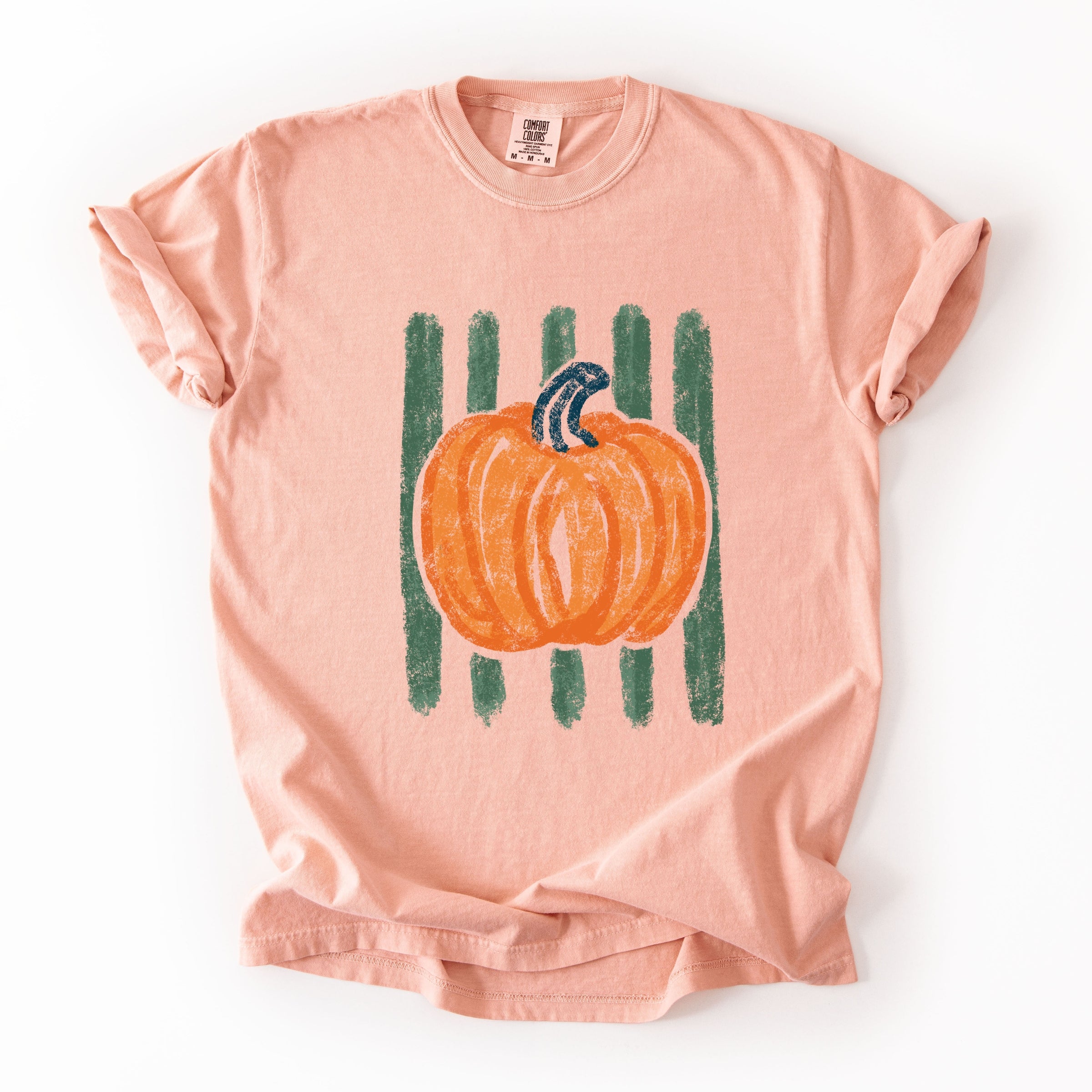 Pumpkin Stripes Distressed - Women's Garment Dyed Graphic T-Shirt