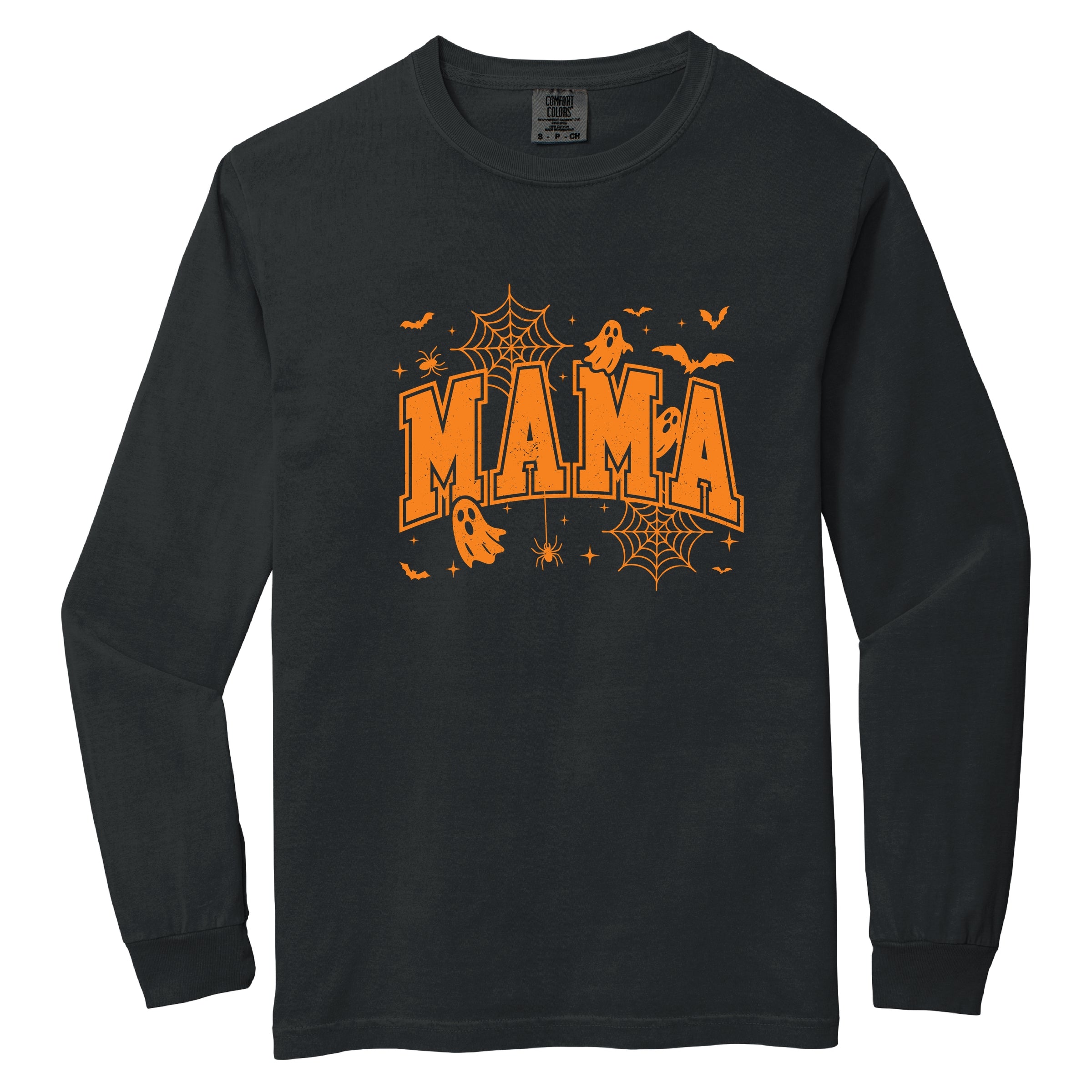 Mama Halloween Varsity - Women's Garment Dyed Long Sleeve Graphic T-Shirt