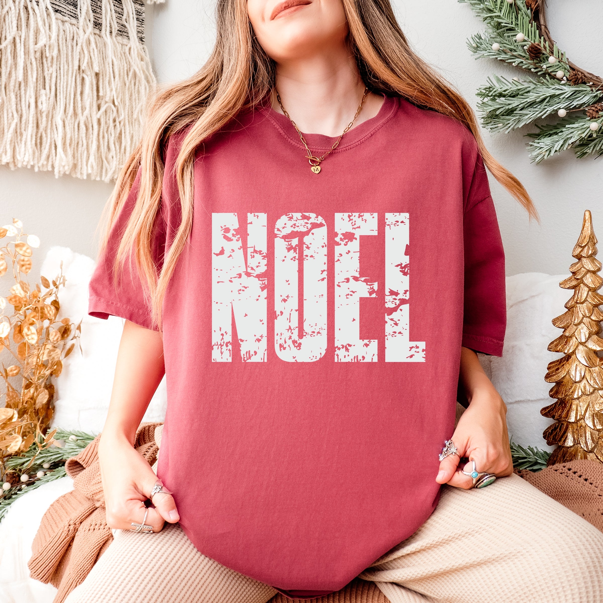 Noel Block Distressed - Women's Garment Dyed Graphic T-Shirt