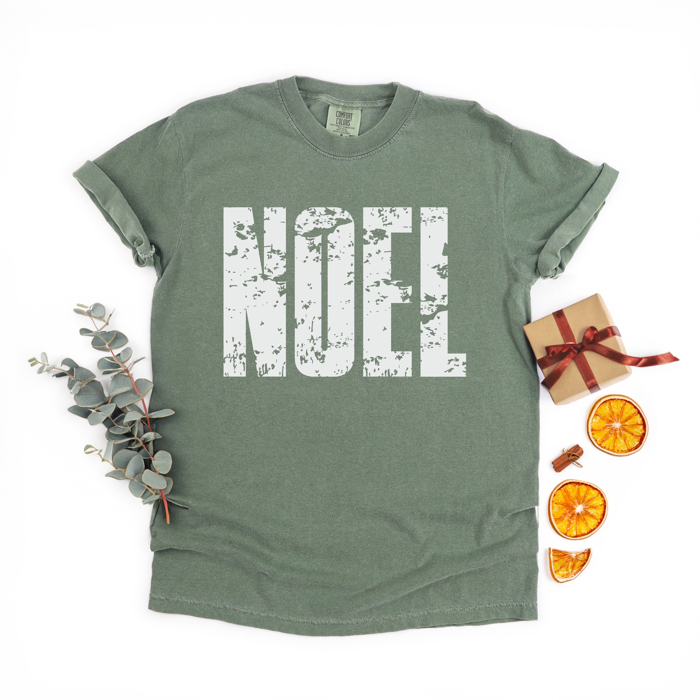 Noel Block Distressed - Women's Garment Dyed Graphic T-Shirt