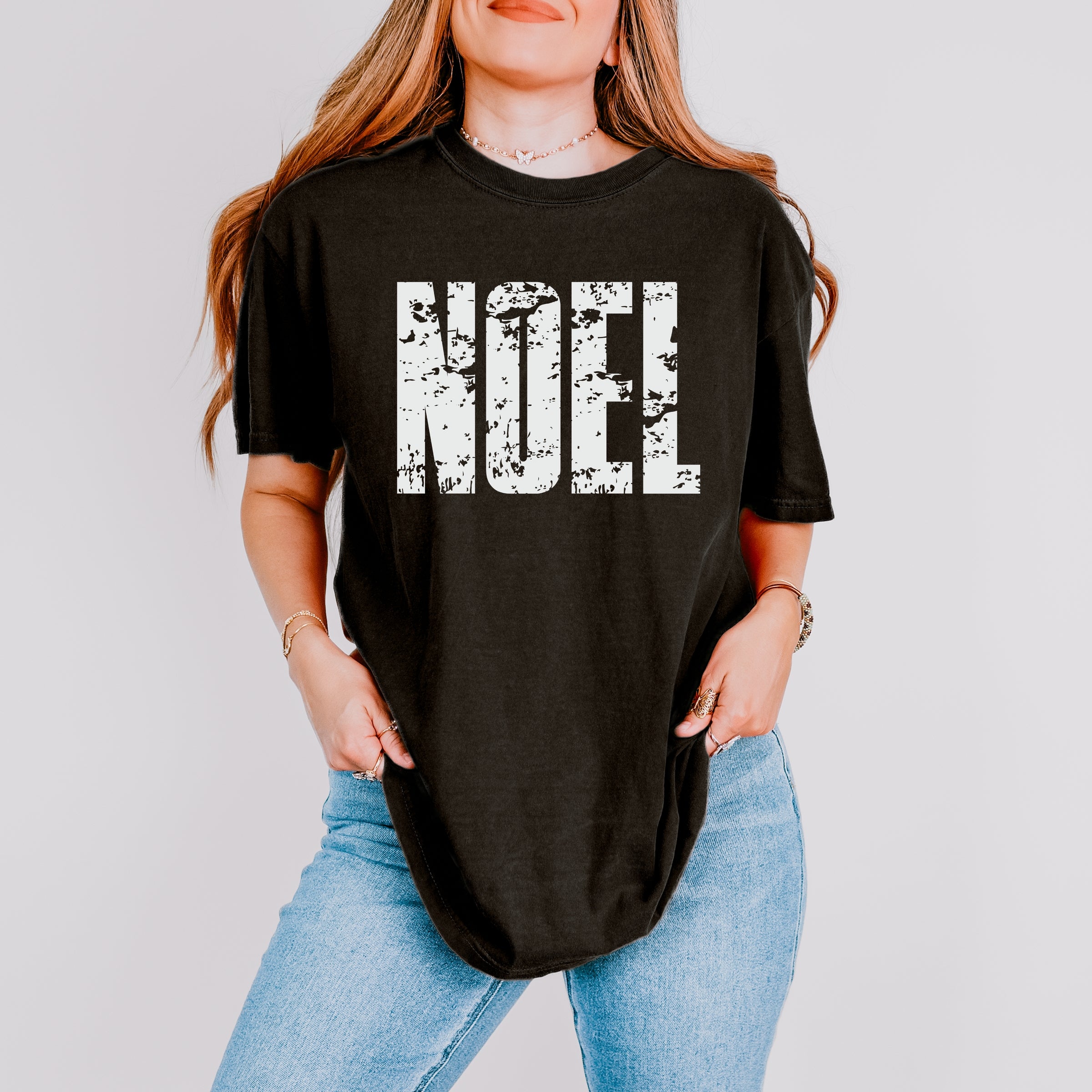 Noel Block Distressed - Women's Garment Dyed Graphic T-Shirt