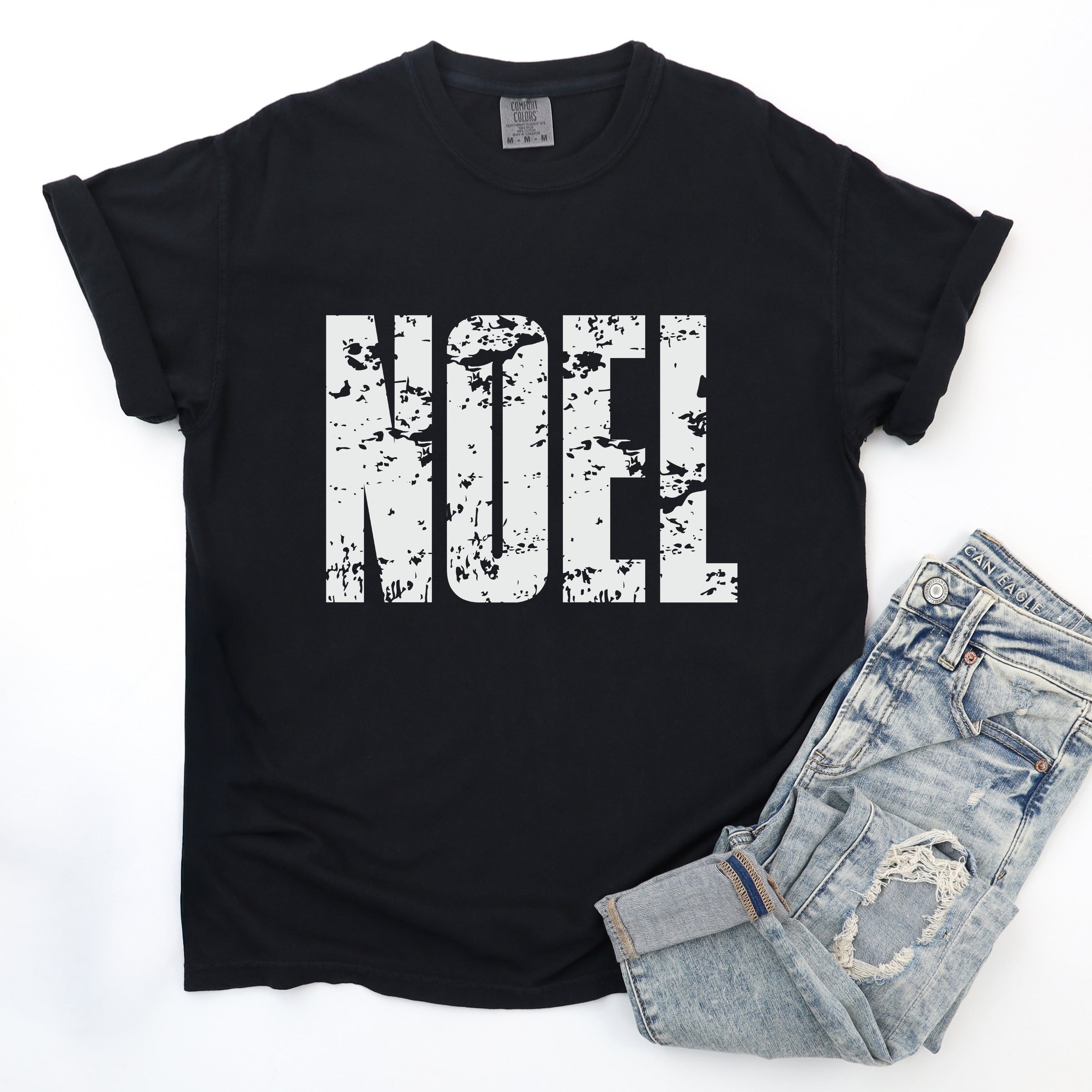 Noel Block Distressed - Women's Garment Dyed Graphic T-Shirt