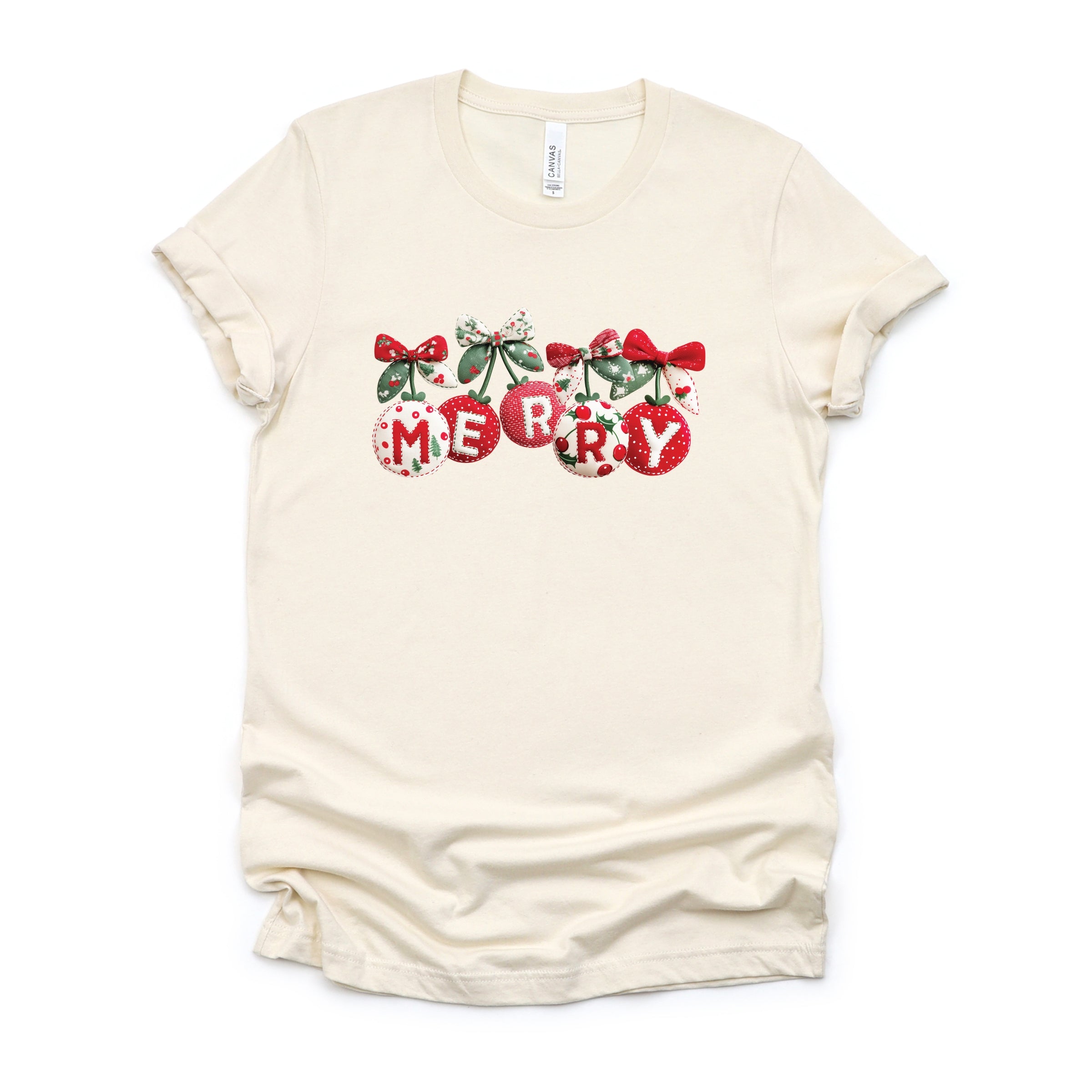 Merry Ornaments Quilted Print - Women's Short Sleeve Graphic T-Shirt