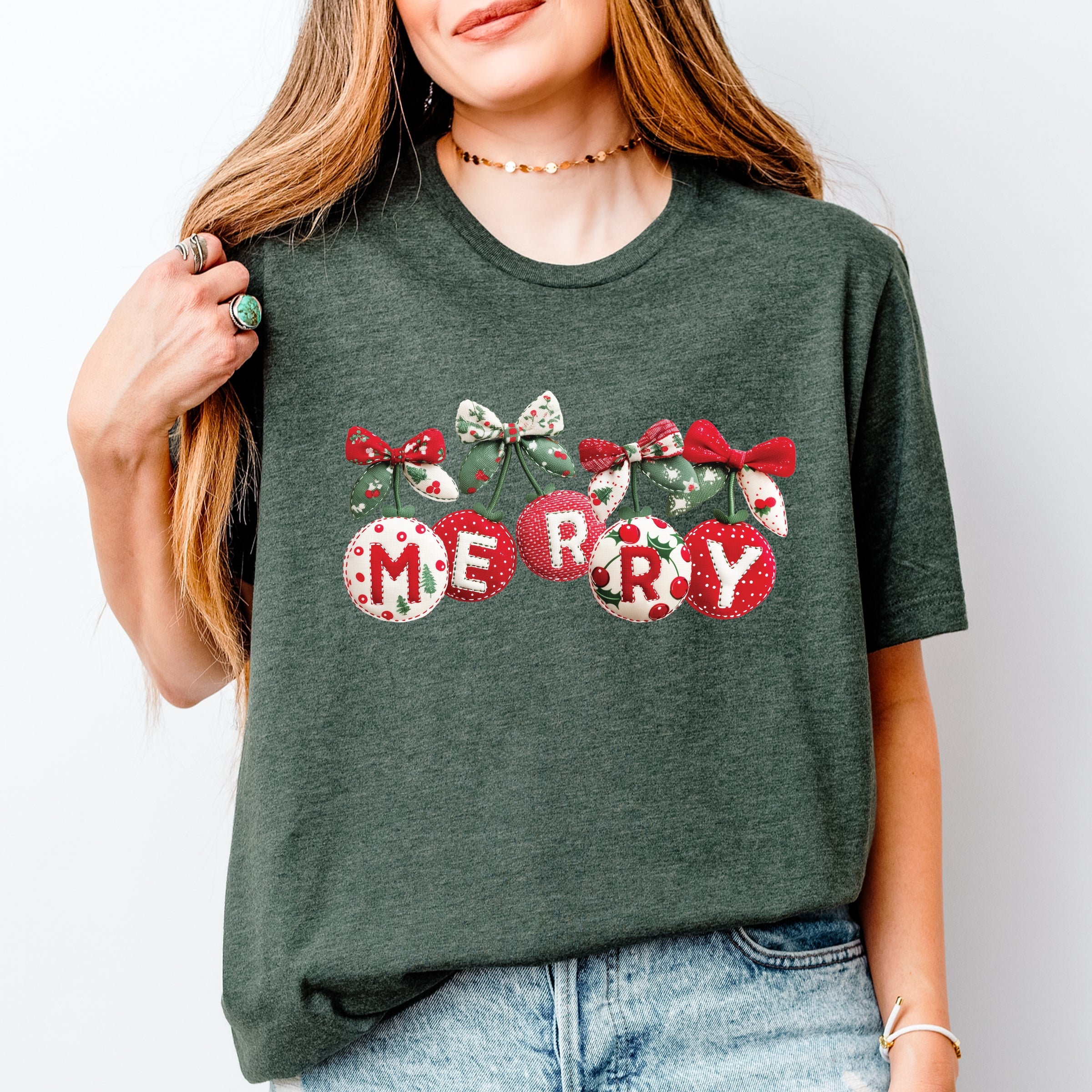 Merry Ornaments Quilted Print - Women's Short Sleeve Graphic T-Shirt