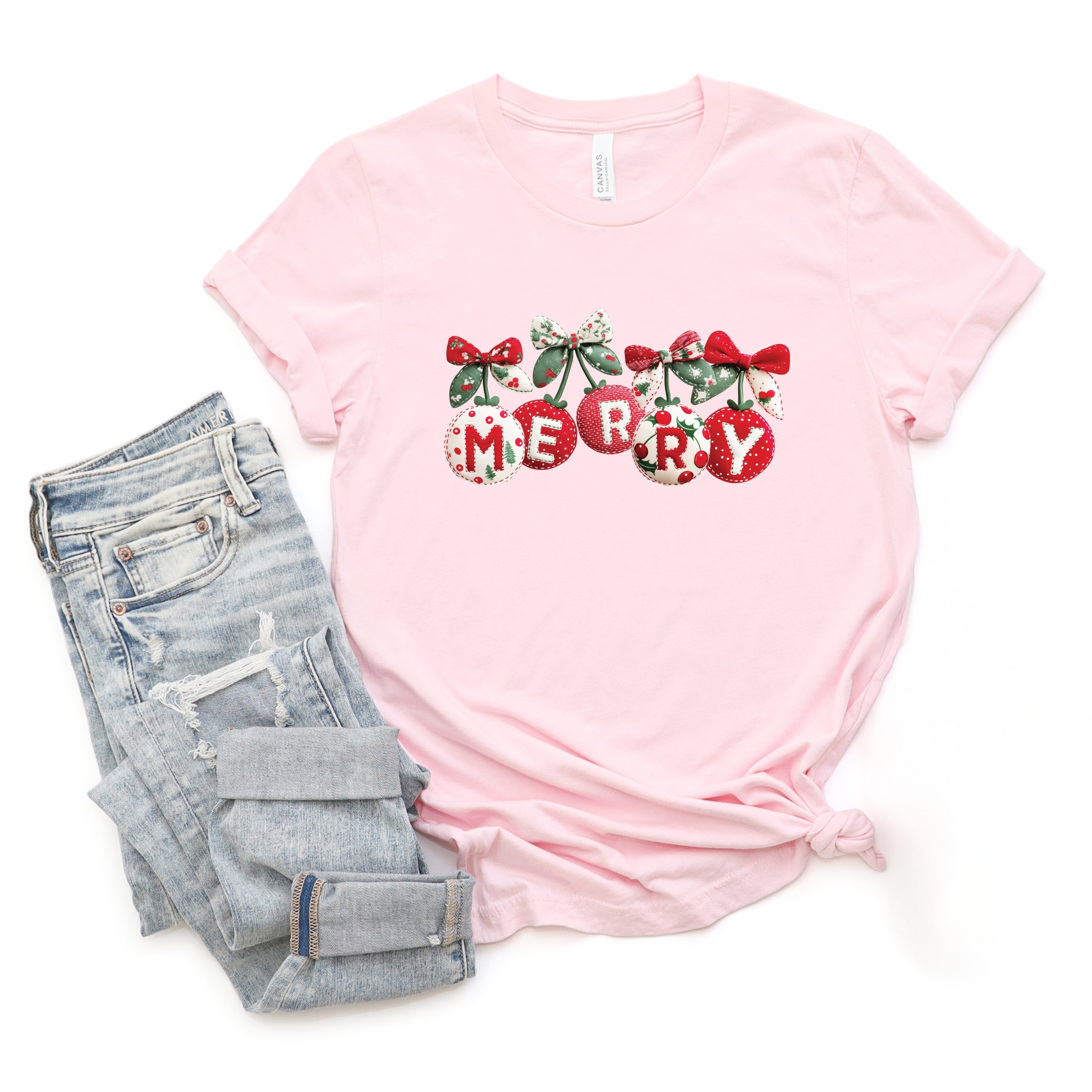 Merry Ornaments Quilted Print - Women's Short Sleeve Graphic T-Shirt