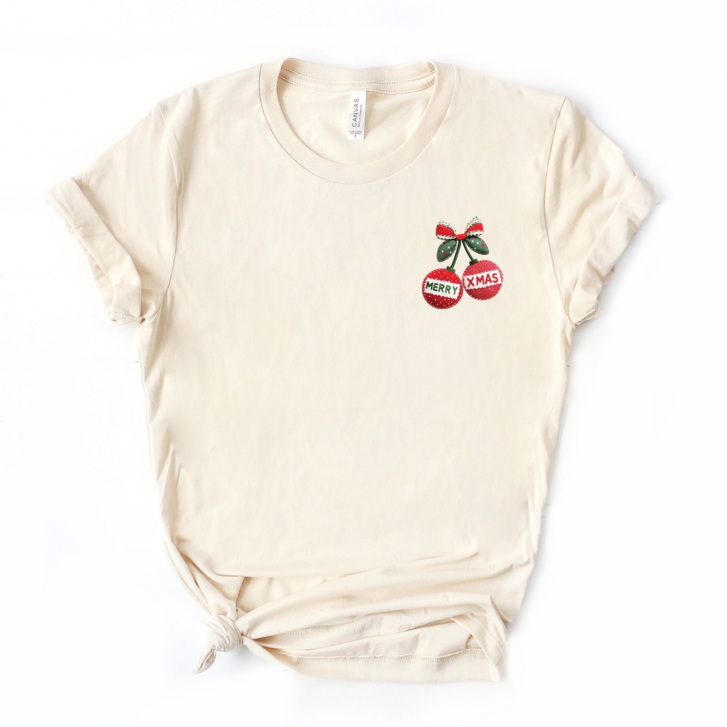 Merry Xmas Ornament Quilted Print - Women's Short Sleeve Graphic T-Shirt