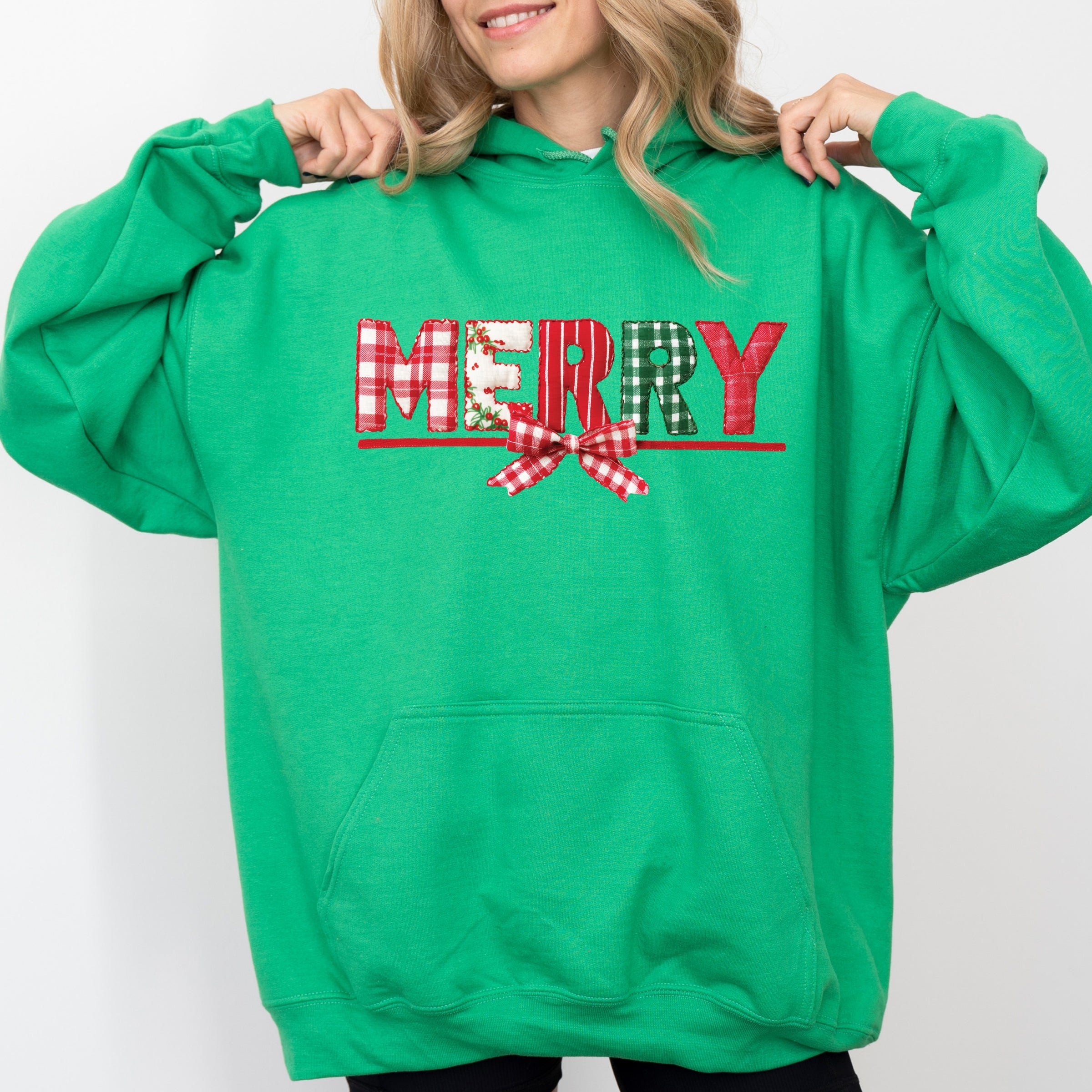 Merry Pattern Quilted Print - Women's Graphic Hoodie