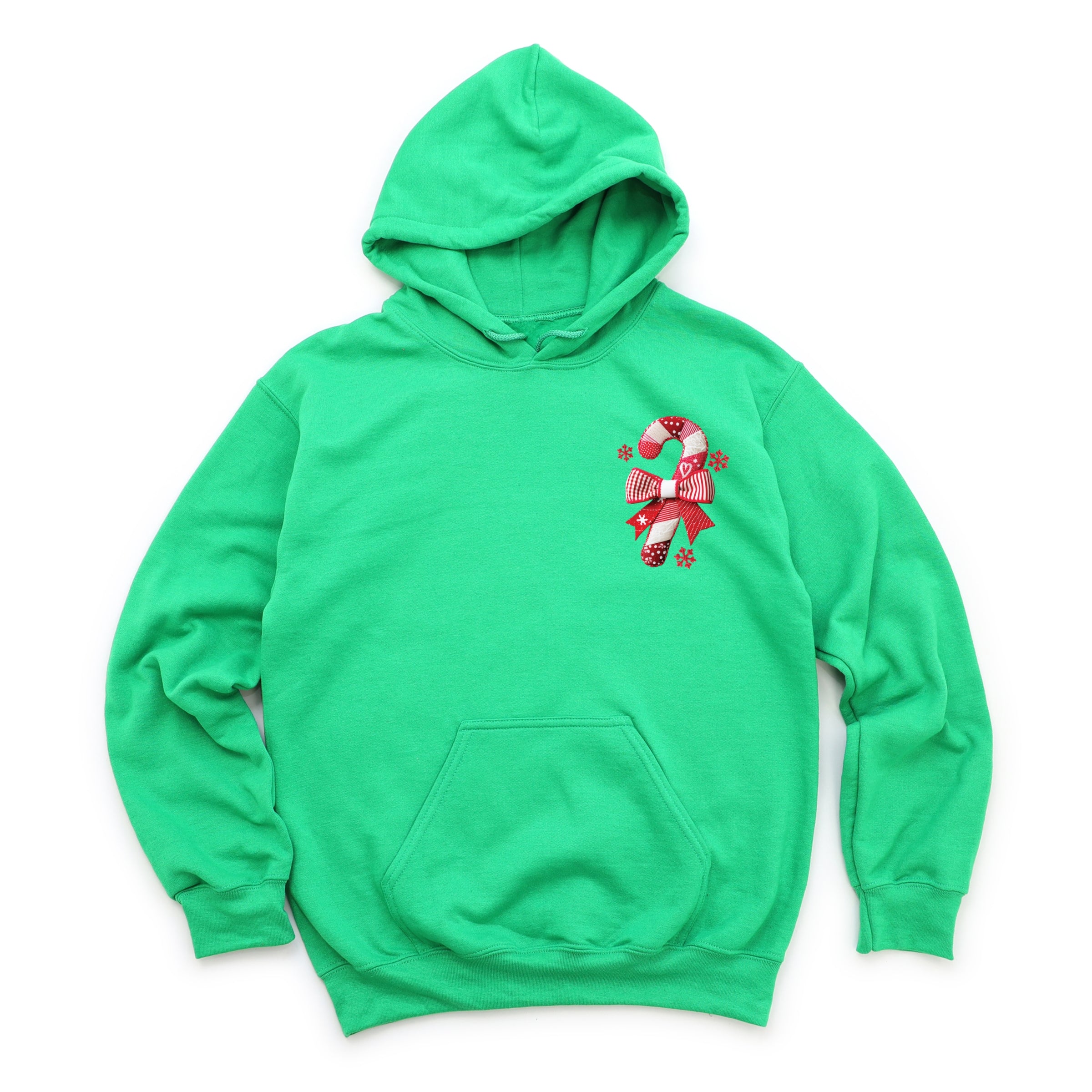 Candy Cane Bow Patchwork Print - Women's Graphic Hoodie