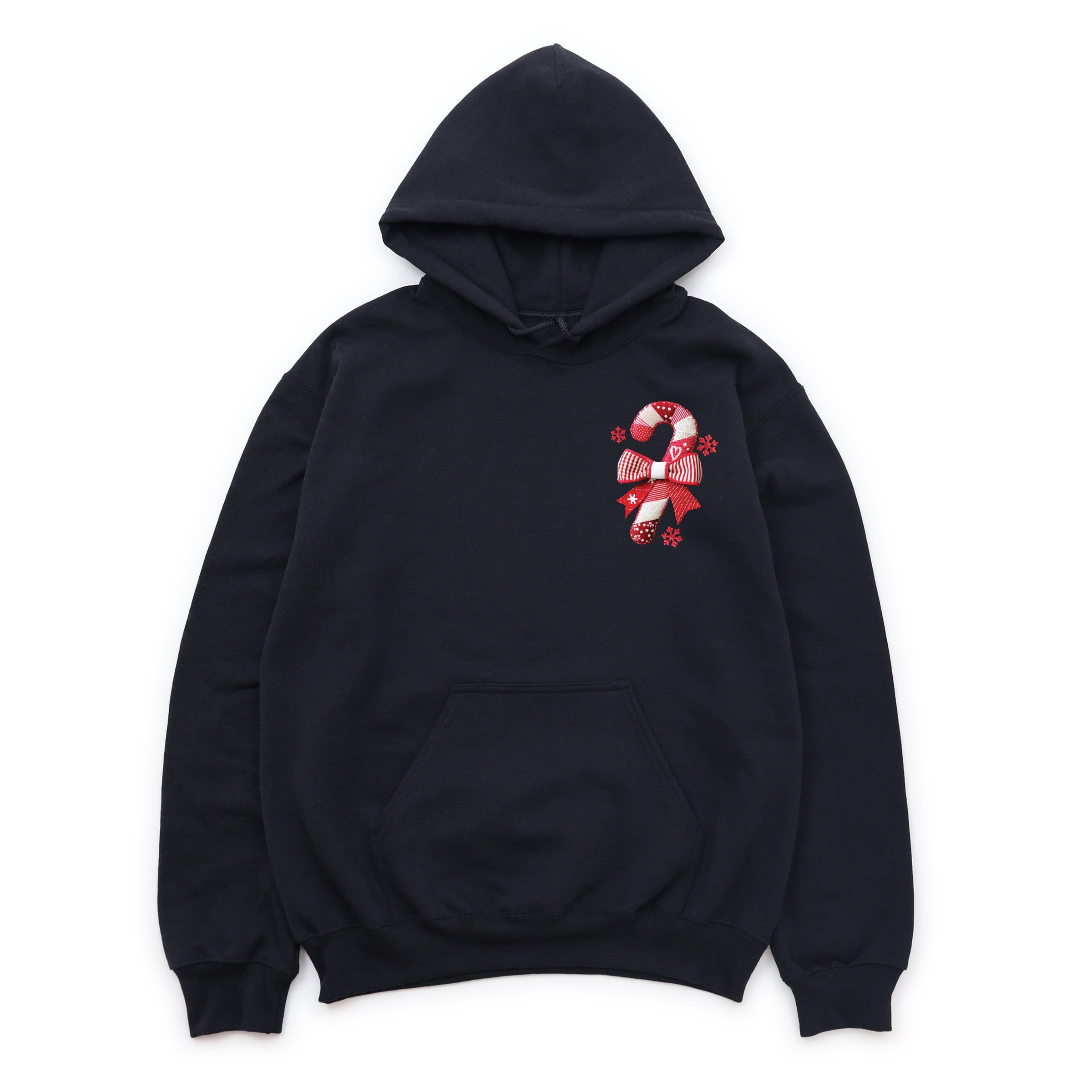 Candy Cane Bow Patchwork Print - Women's Graphic Hoodie