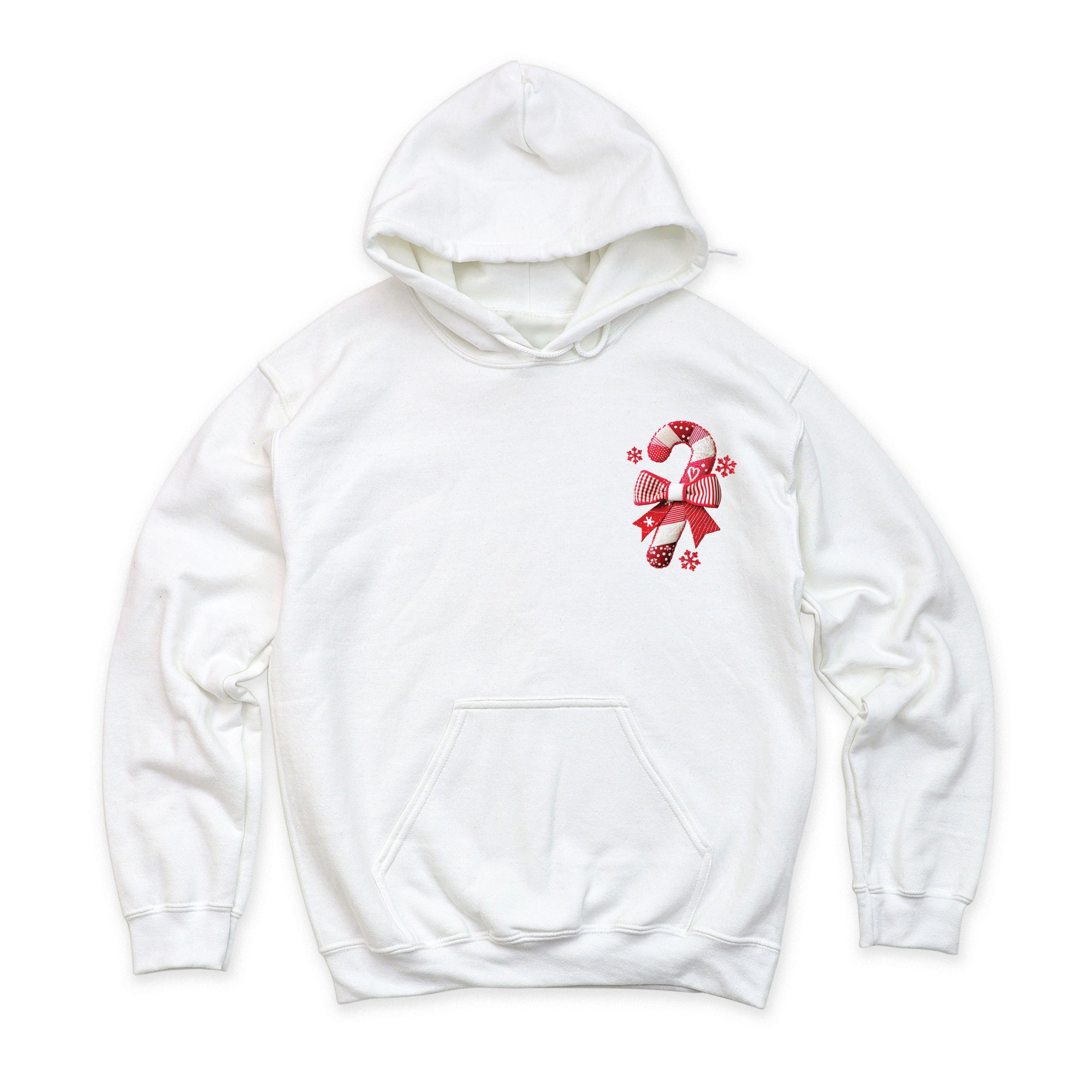 Candy Cane Bow Patchwork Print - Women's Graphic Hoodie