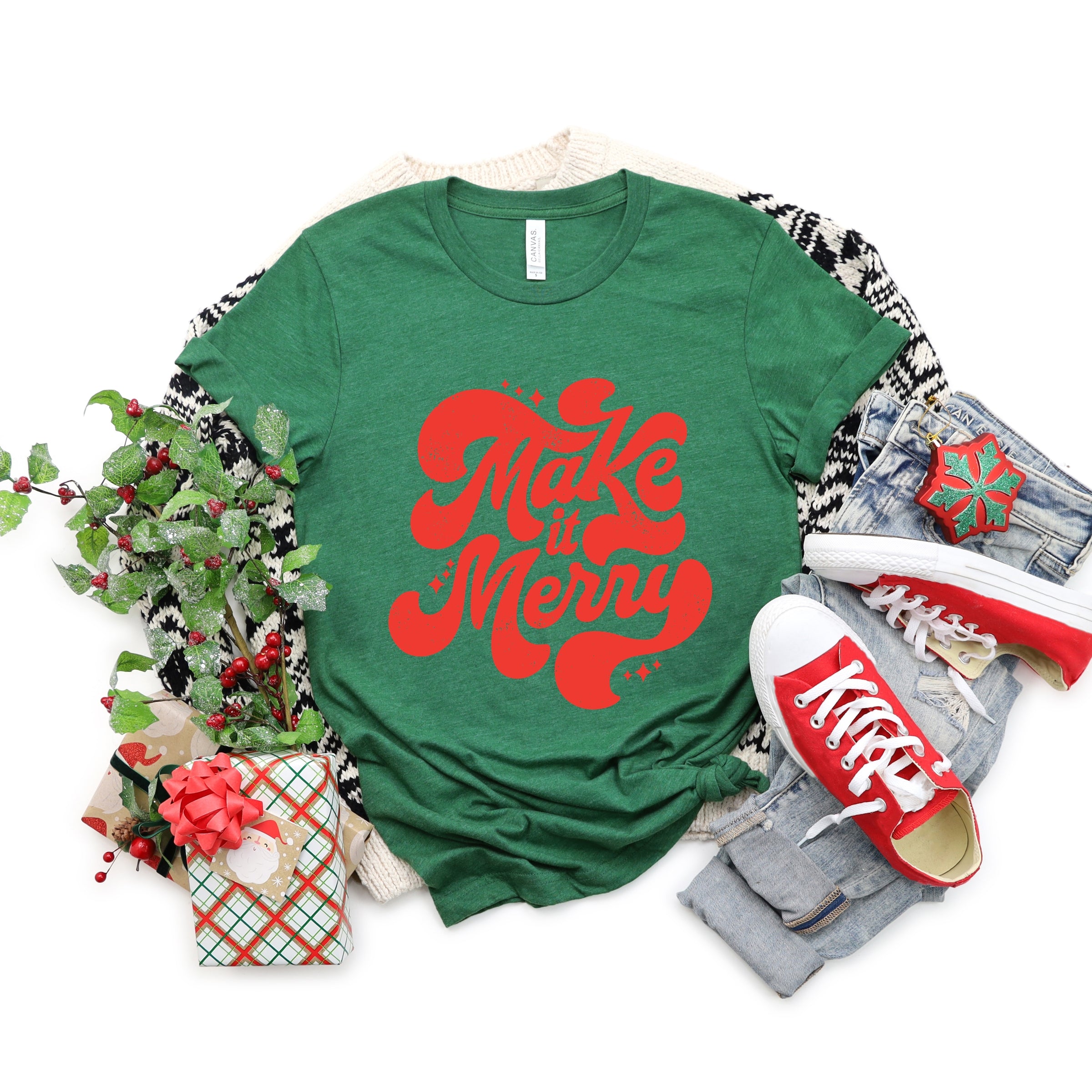 Make It Merry Cursive Distressed - Women's Short Sleeve Graphic T-Shirt