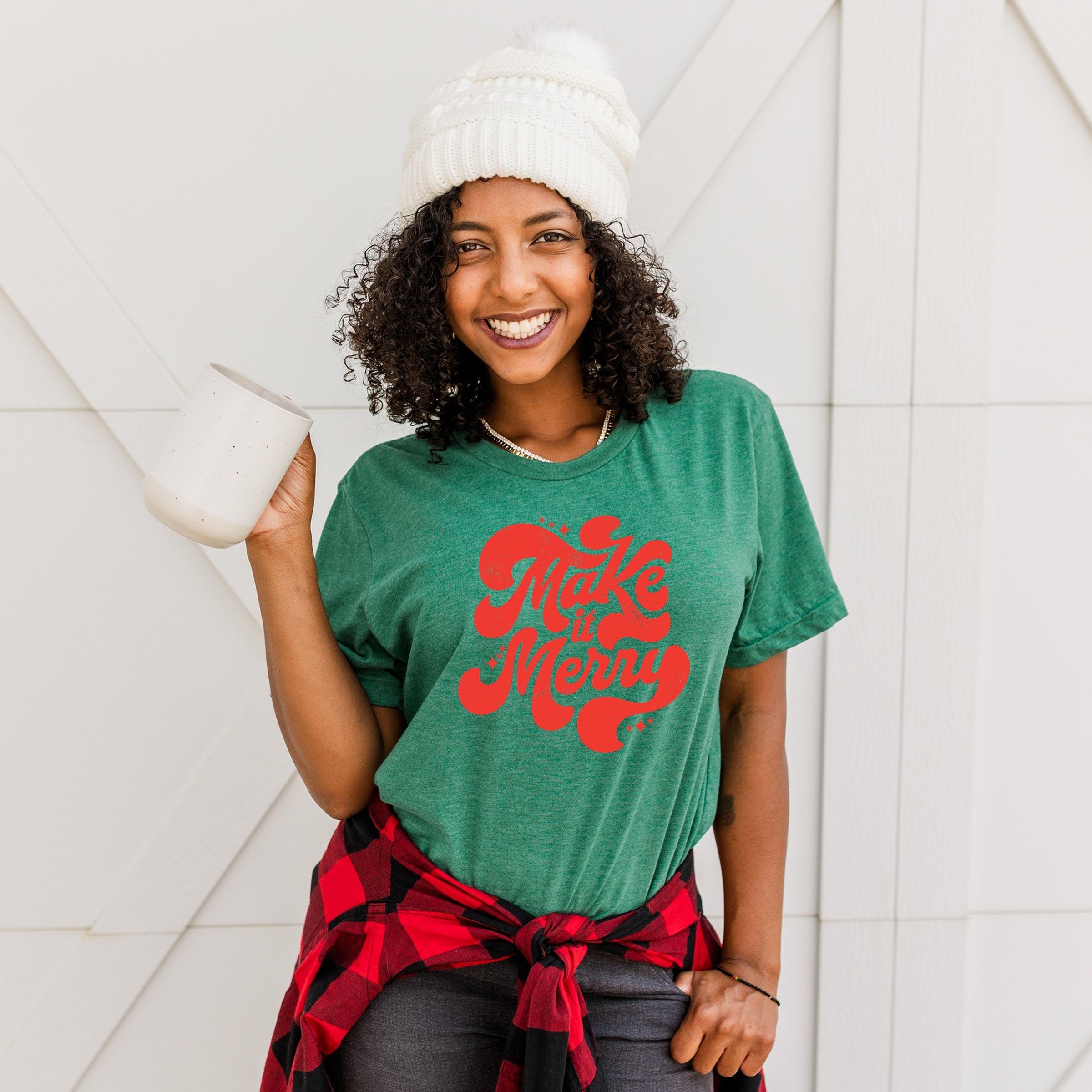 Make It Merry Cursive Distressed - Women's Short Sleeve Graphic T-Shirt