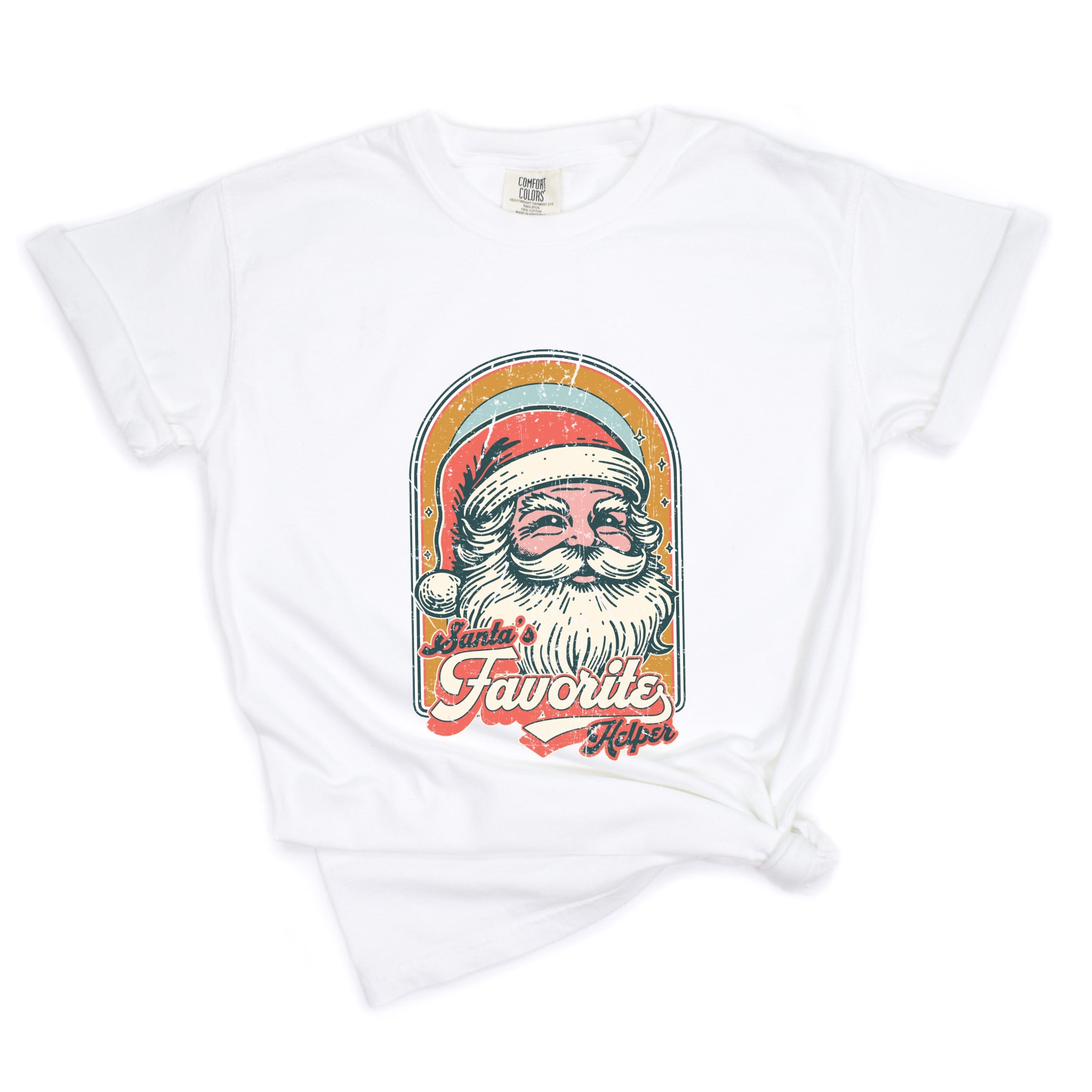 Santa's Favorite Helper Retro - Women's Garment Dyed Graphic T-Shirt