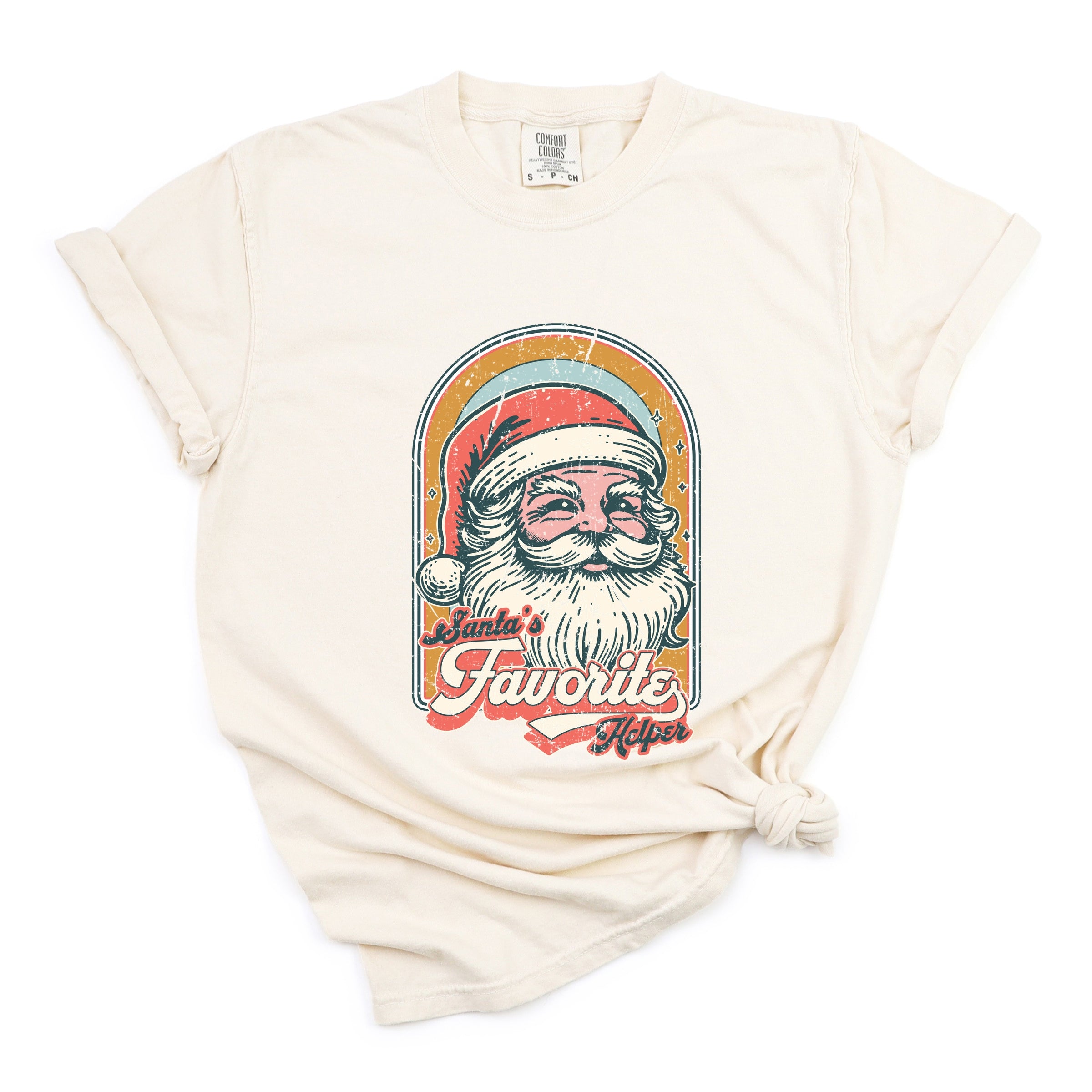 Santa's Favorite Helper Retro - Women's Garment Dyed Graphic T-Shirt