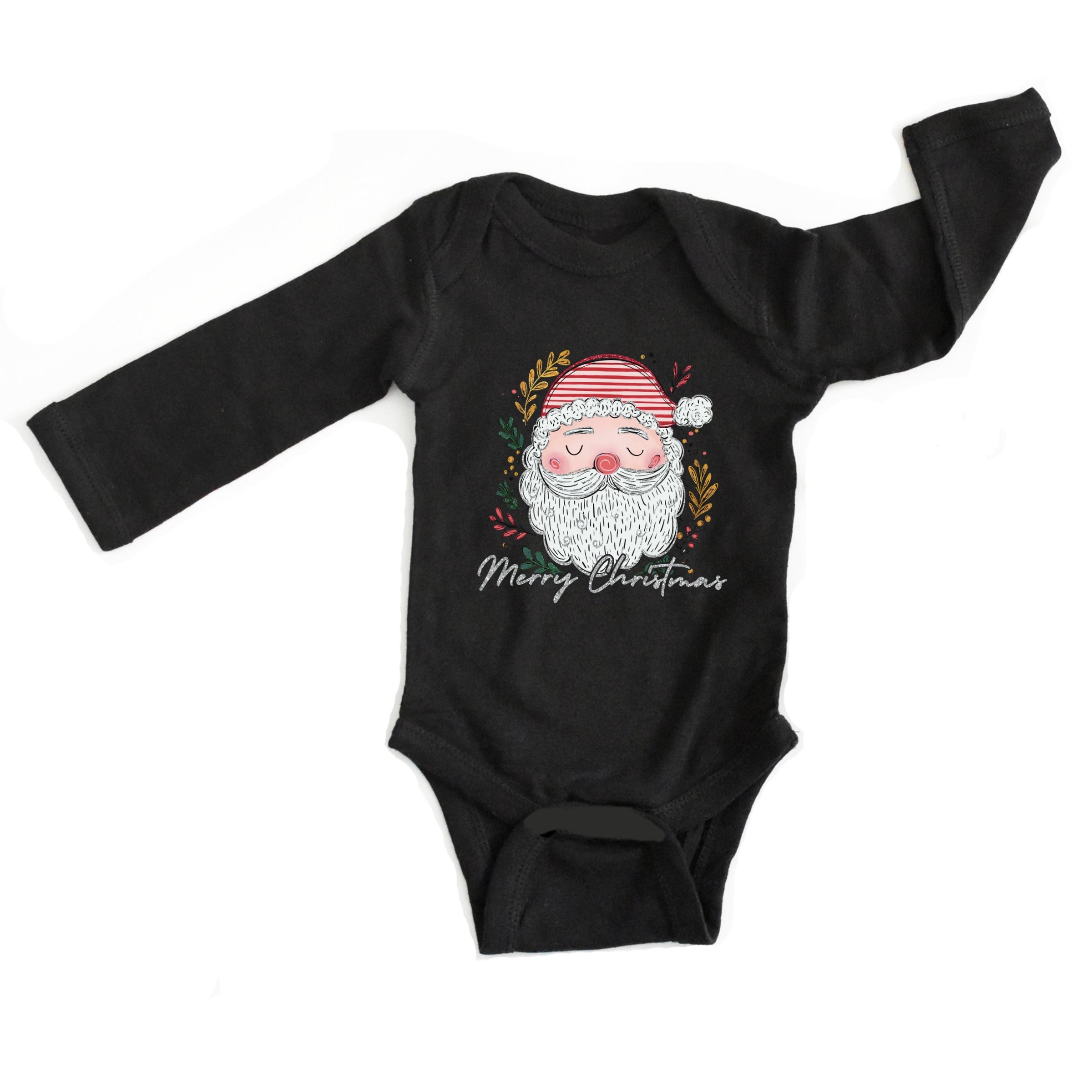 Merry Christmas Santa Stripes - Baby Long Sleeve Bodysuit