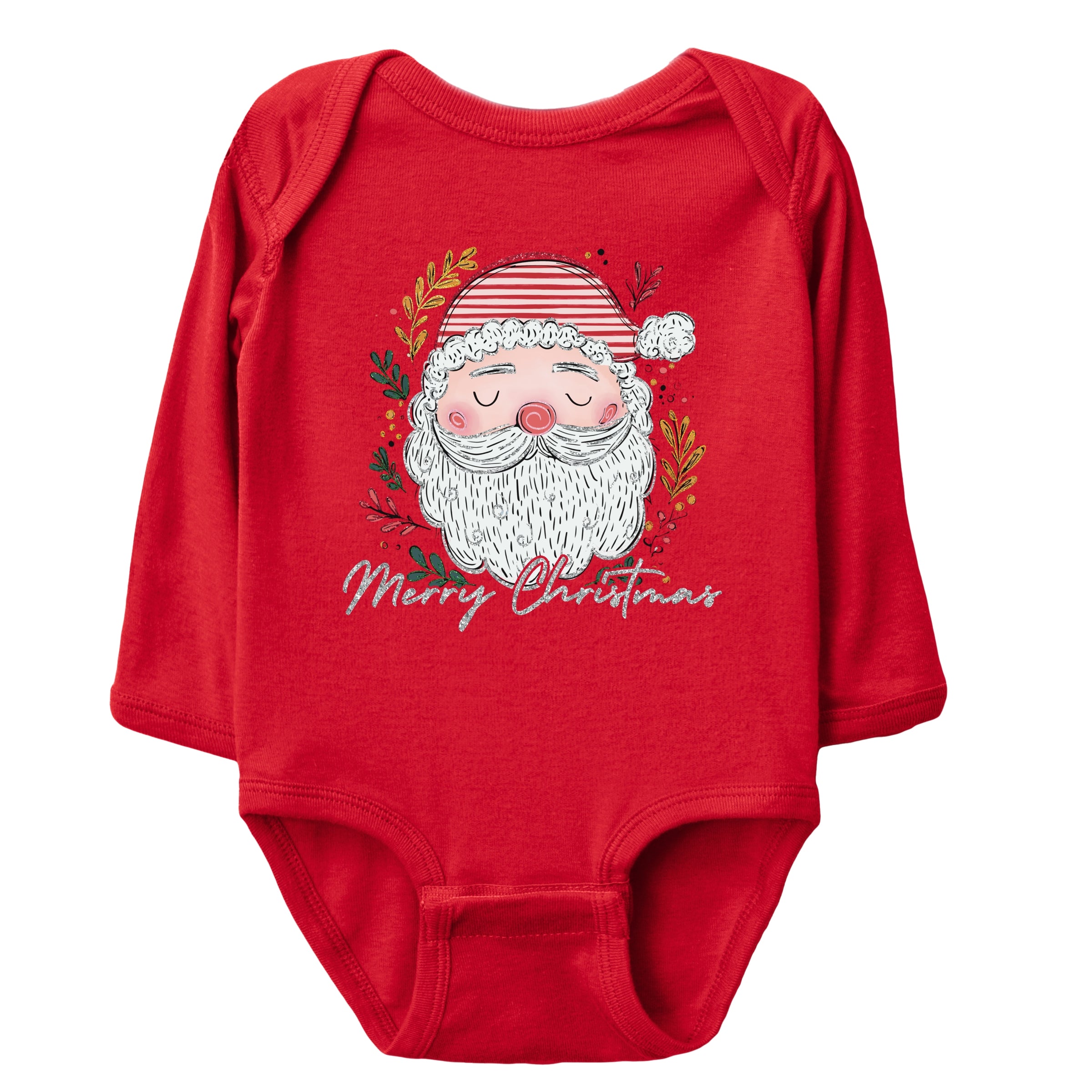 Merry Christmas Santa Stripes - Baby Long Sleeve Bodysuit