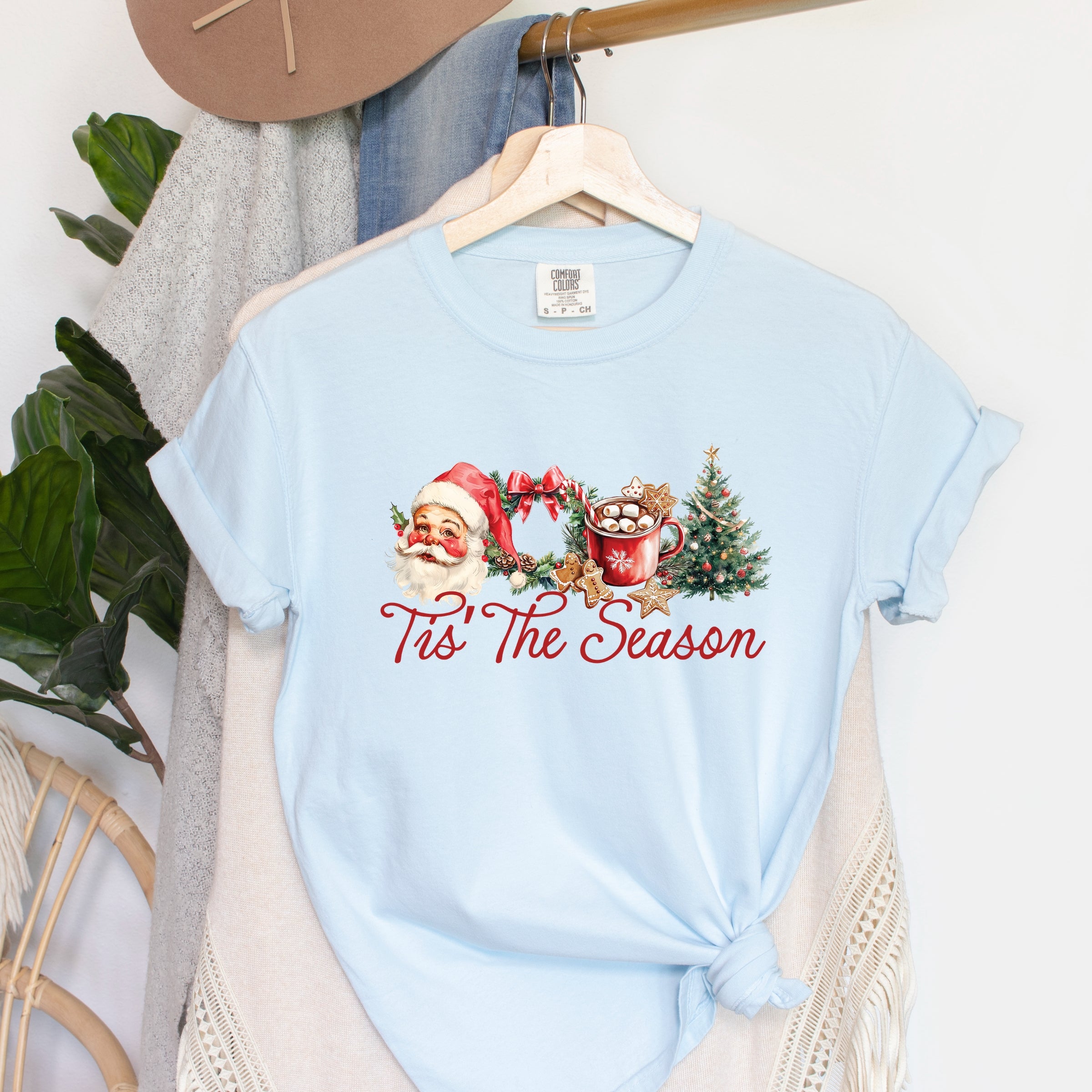 Tis' The Season Watercolor - Women's Garment Dyed Graphic T-Shirt