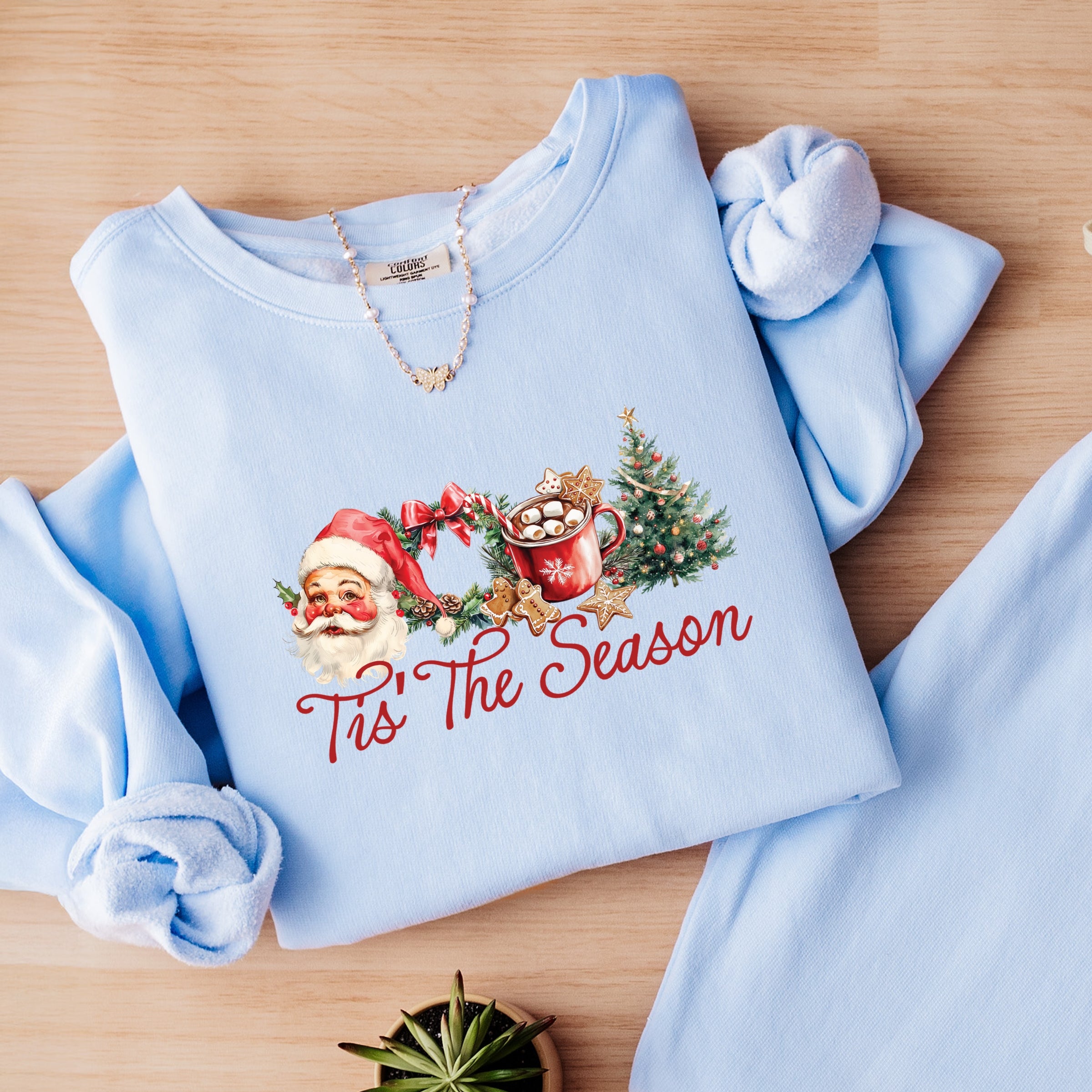 Tis' The Season Watercolor - Women's Lightweight Garment Dyed Sweatshirt