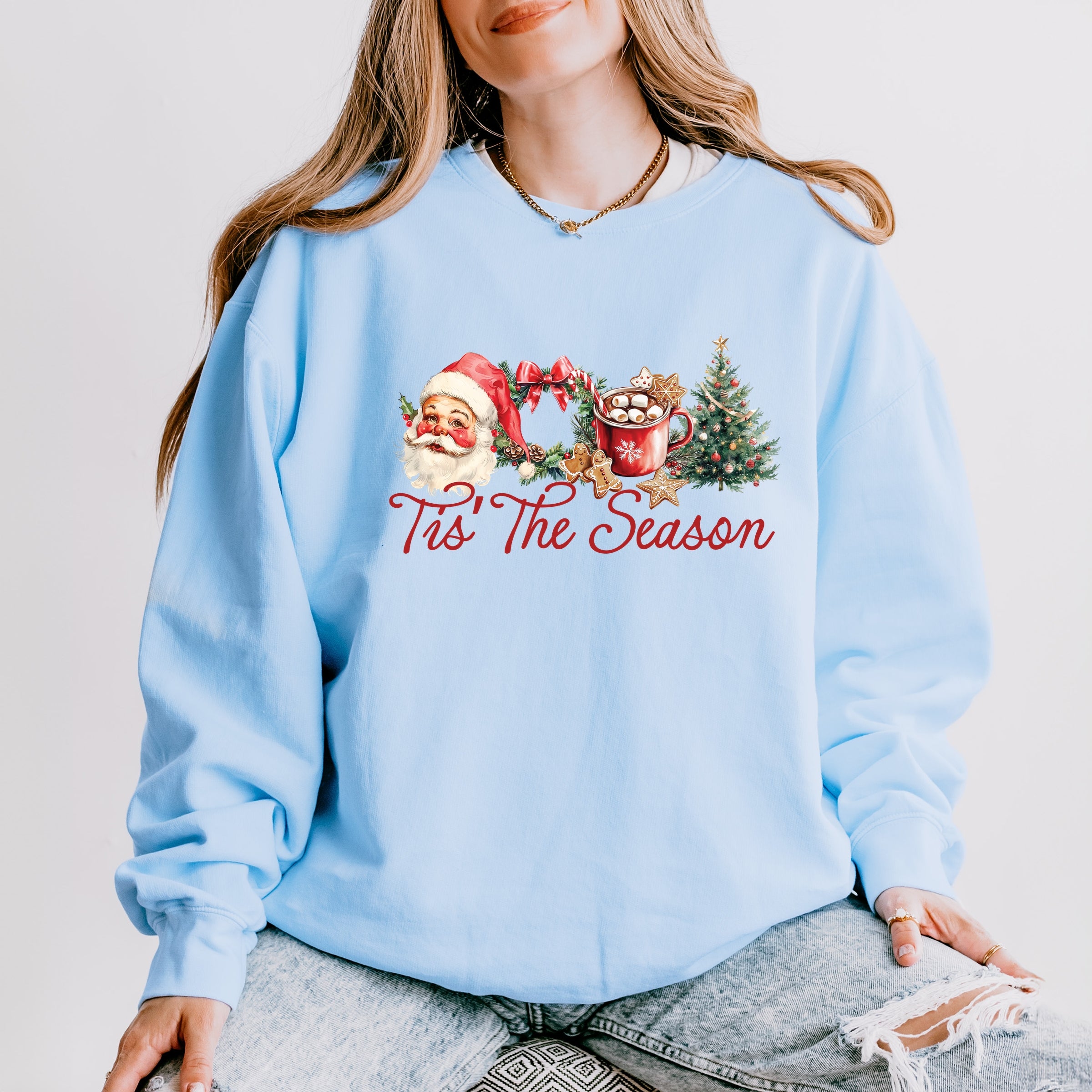 Tis' The Season Watercolor - Women's Lightweight Garment Dyed Sweatshirt