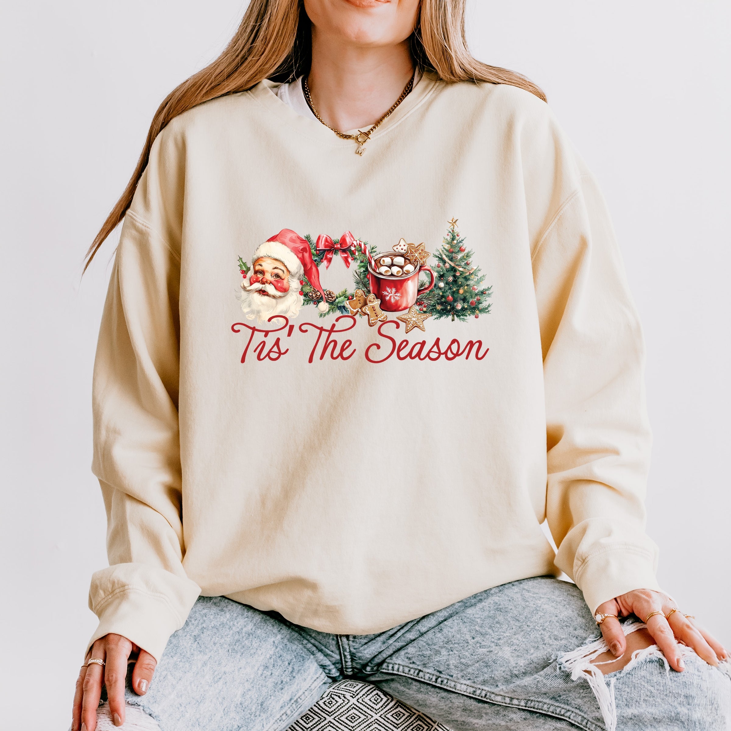 Tis' The Season Watercolor - Women's Lightweight Garment Dyed Sweatshirt