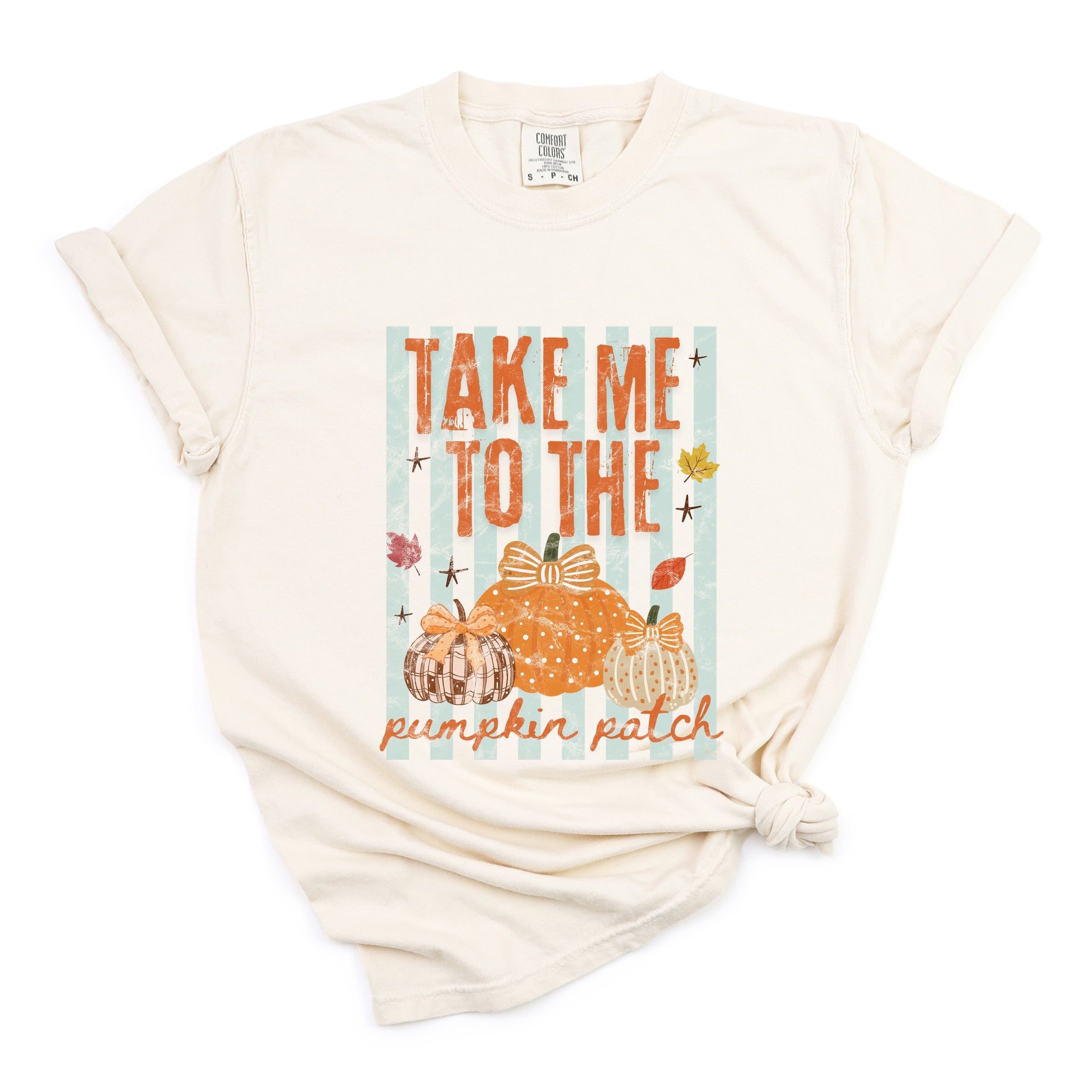 Take Me to the Pumpkin Patch Stripes - Women's Garment Dyed Graphic T-Shirt