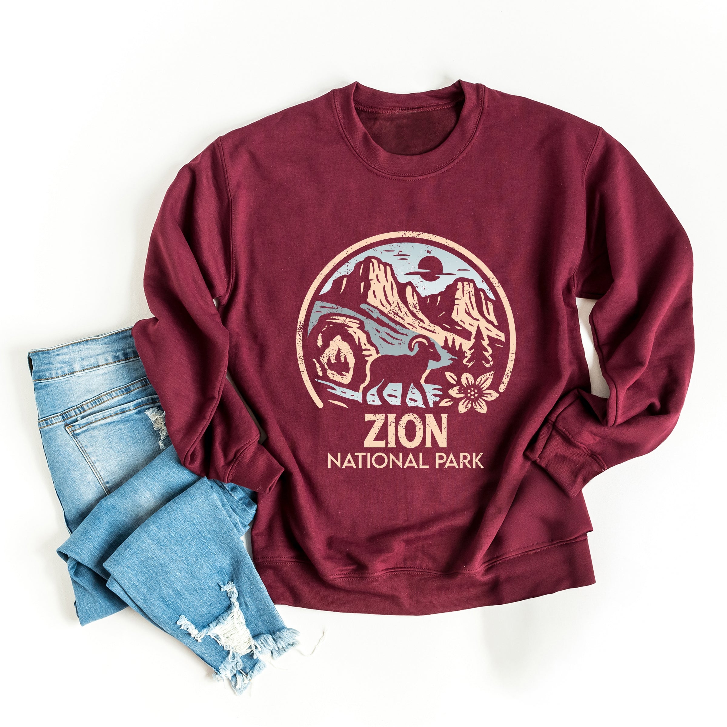 Zion National Park Two-Toned Circle - Women's Graphic Sweatshirt