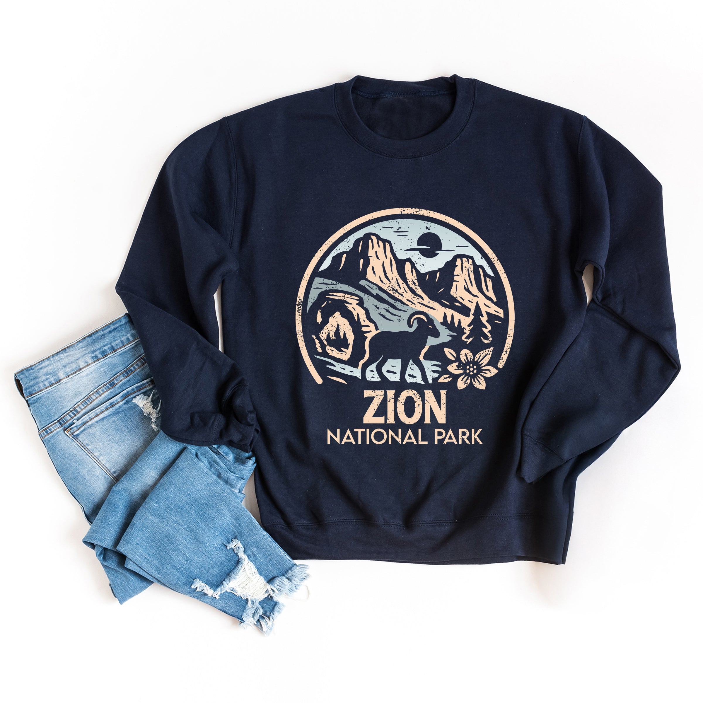 Zion National Park Two-Toned Circle - Women's Graphic Sweatshirt