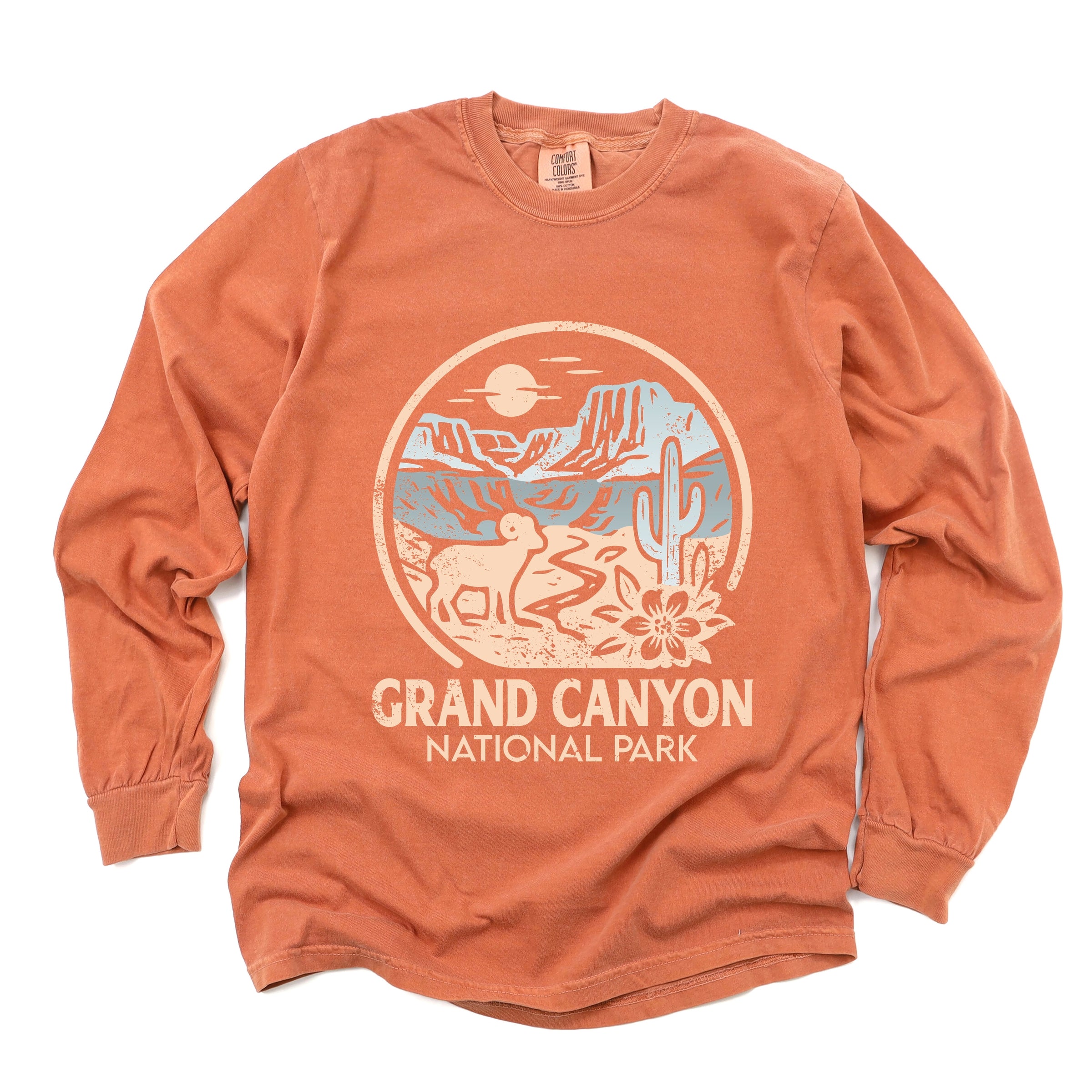Grand Canyon National Park Two-Toned Circle - Women's Garment Dyed Long Sleeve Graphic T-Shirt