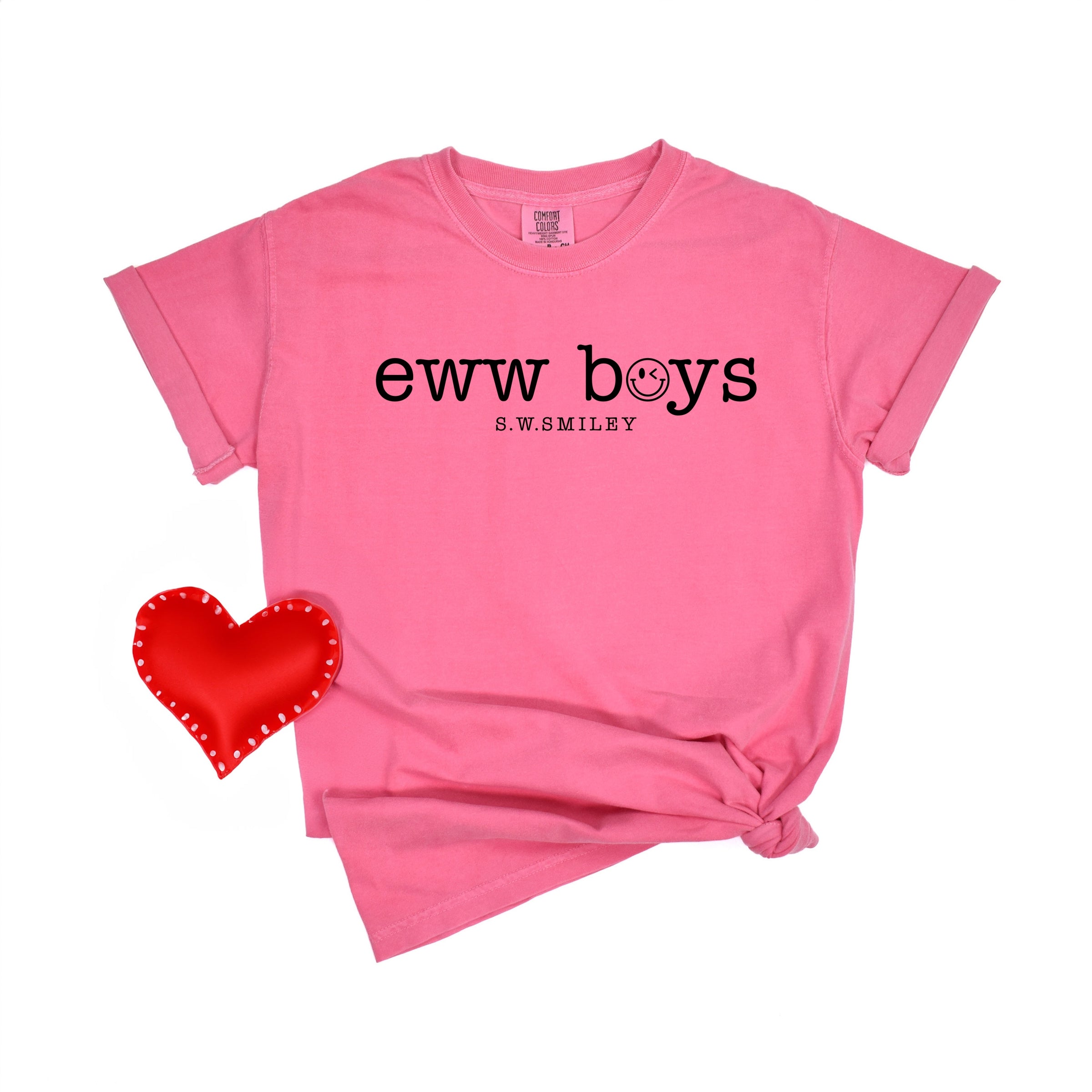 S.W.Smiley Eww Boys Typewriter - Women's Garment Dyed Graphic T-Shirt