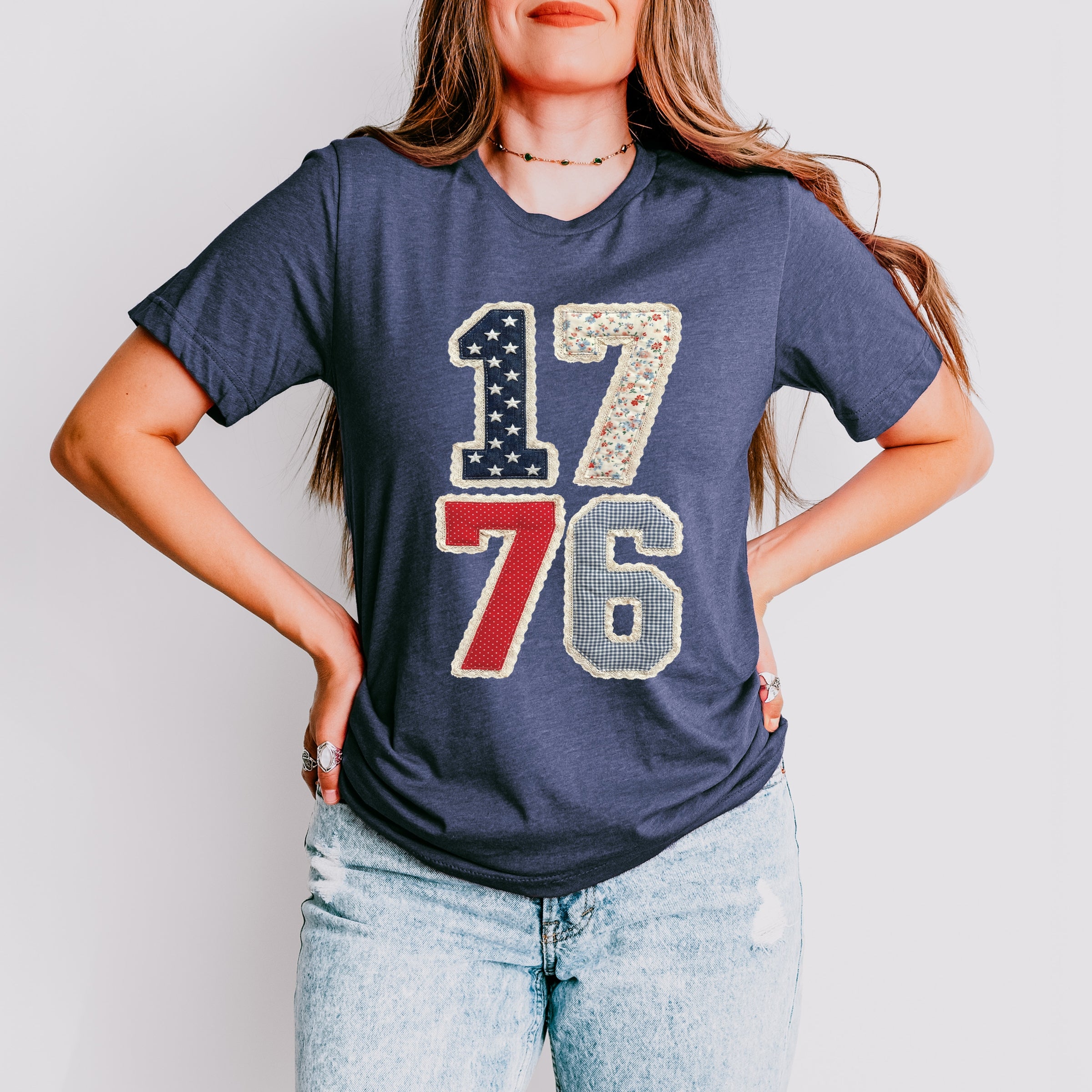1776 Stacked Faux Patchwork - Women's Short Sleeve Graphic T-Shirt