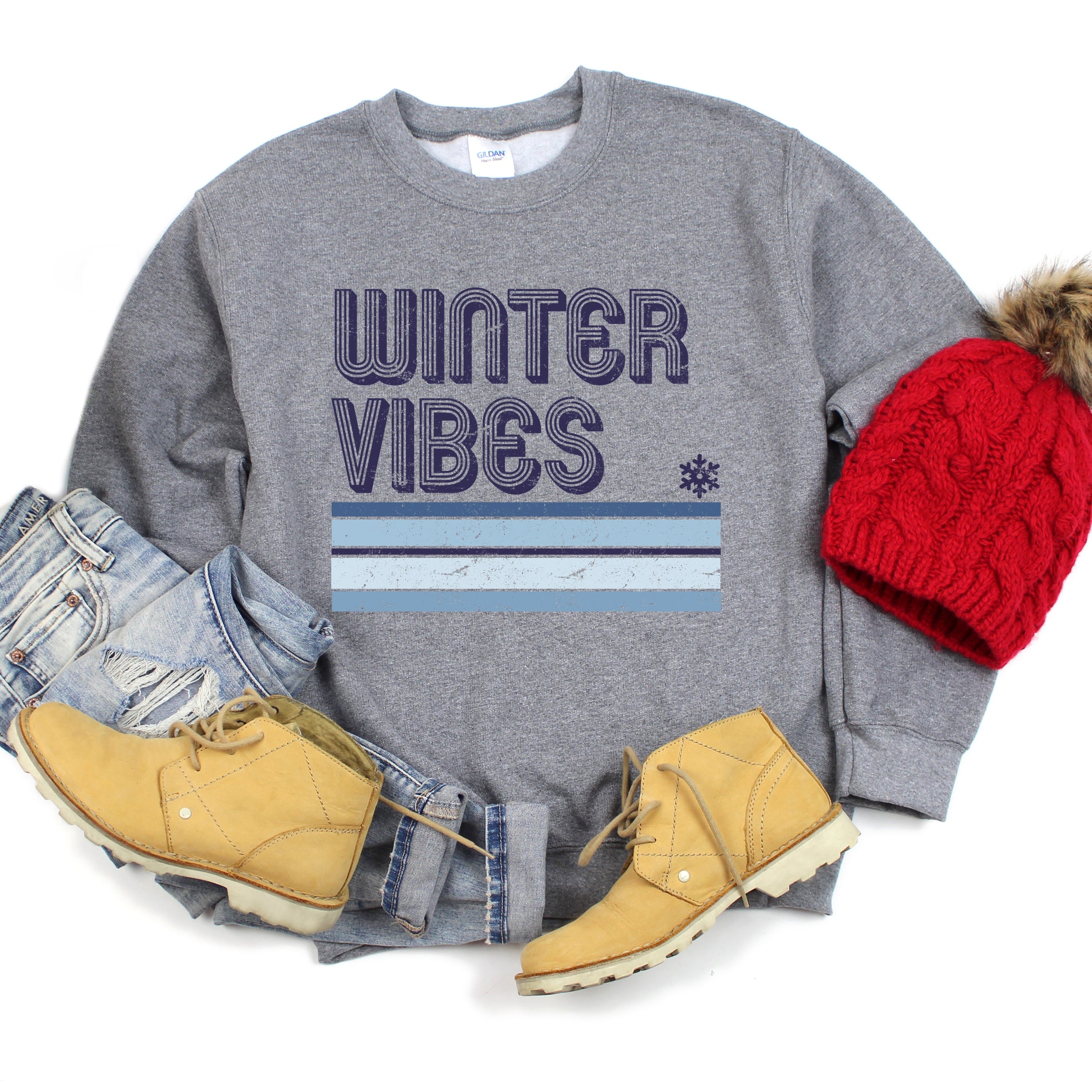 Winter Vibes Stripes - Women's Graphic Sweatshirt