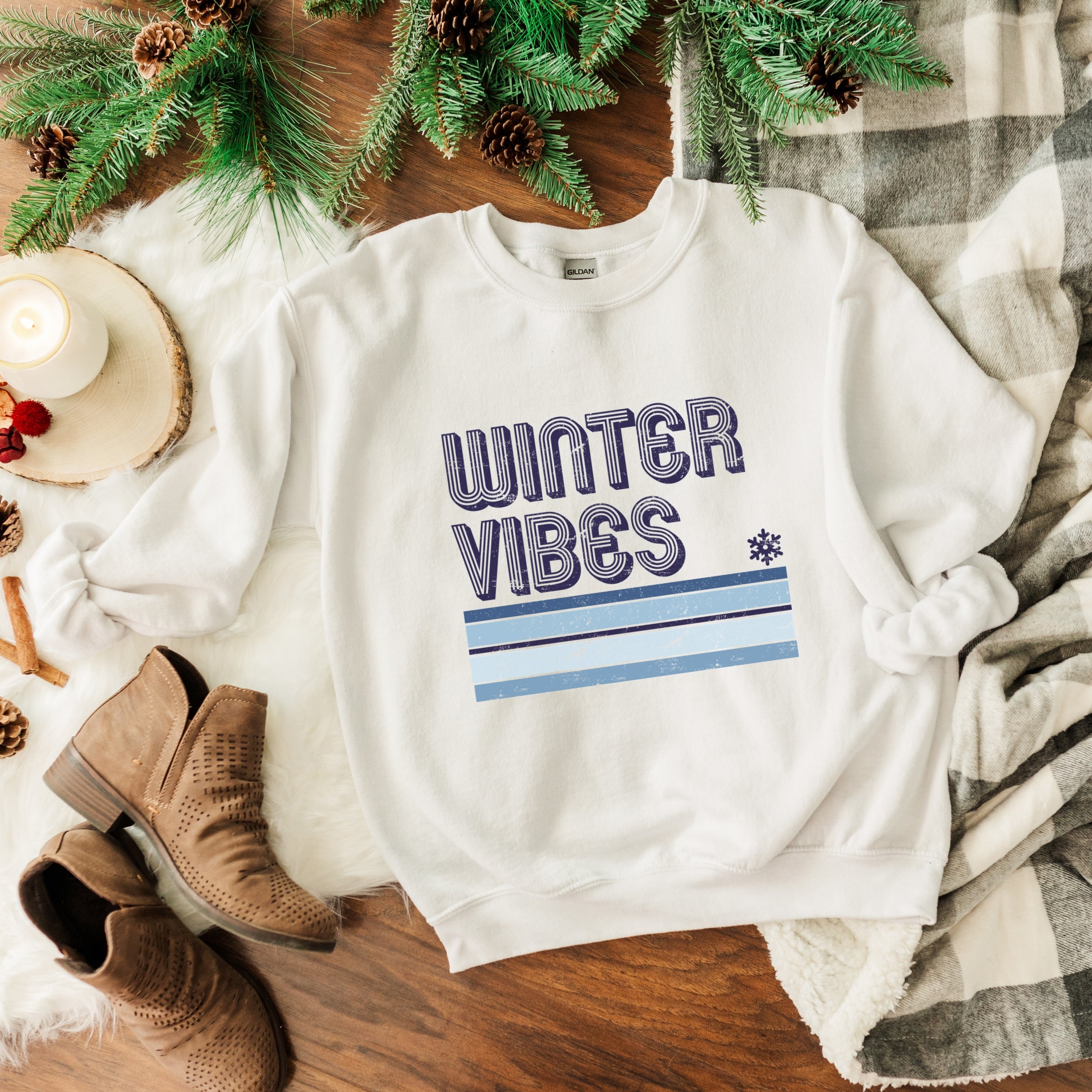 Winter Vibes Stripes - Women's Graphic Sweatshirt