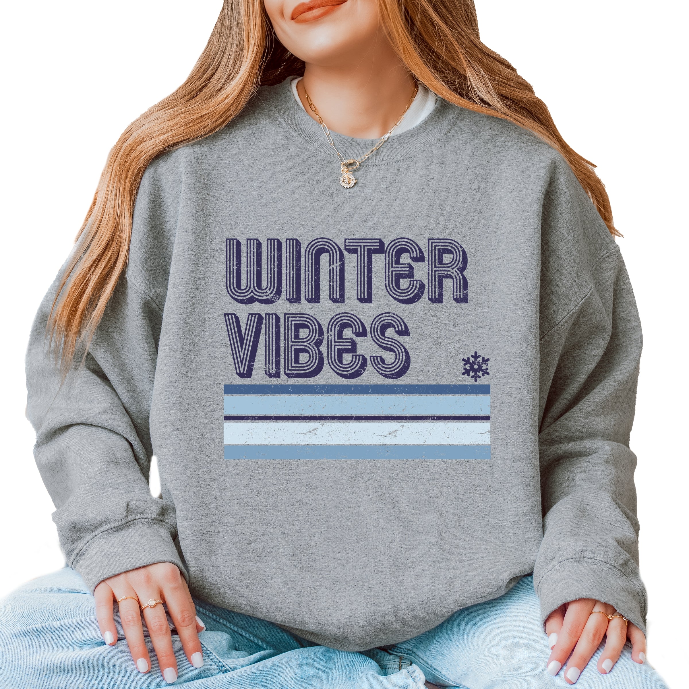Winter Vibes Stripes - Women's Graphic Sweatshirt