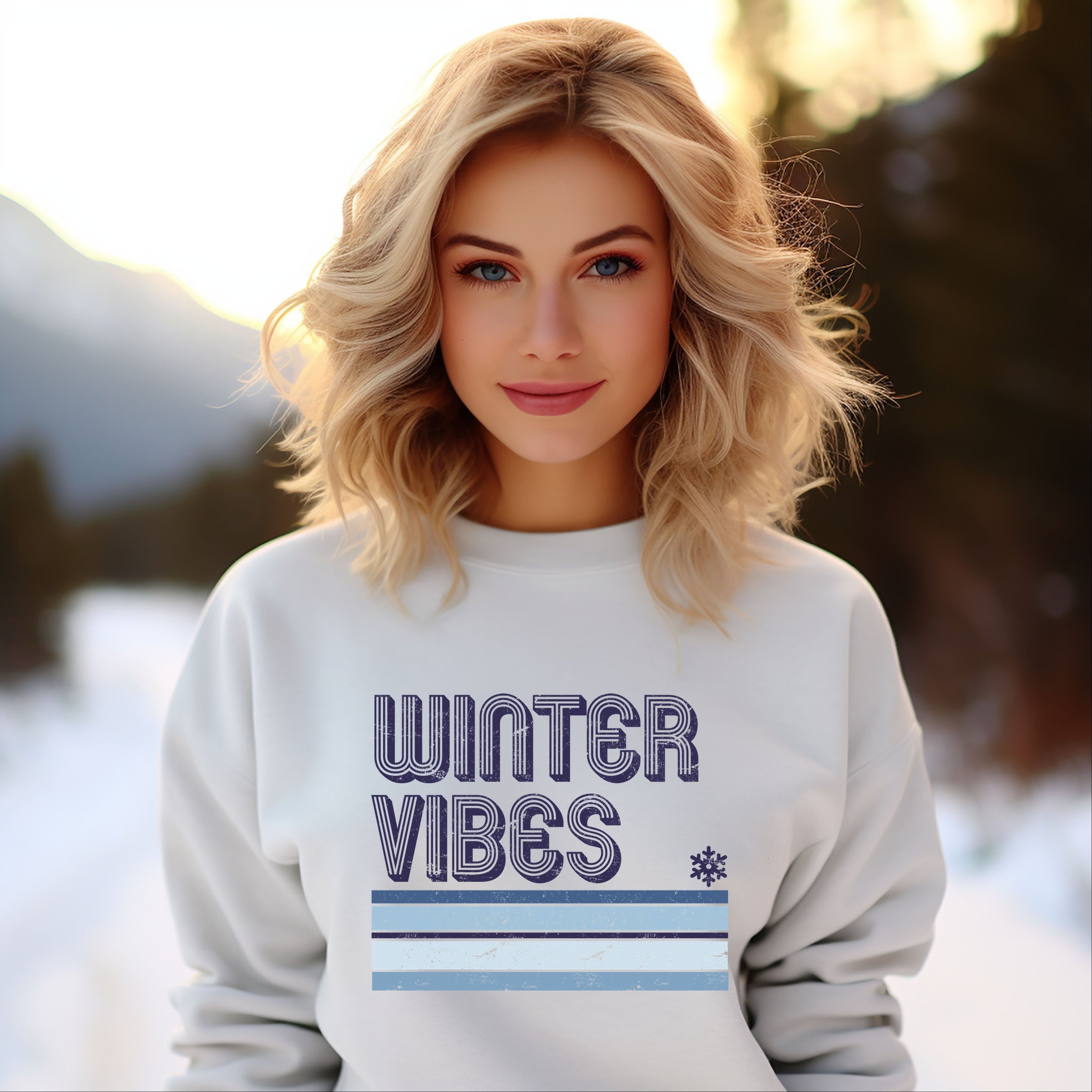 Winter Vibes Stripes - Women's Graphic Sweatshirt